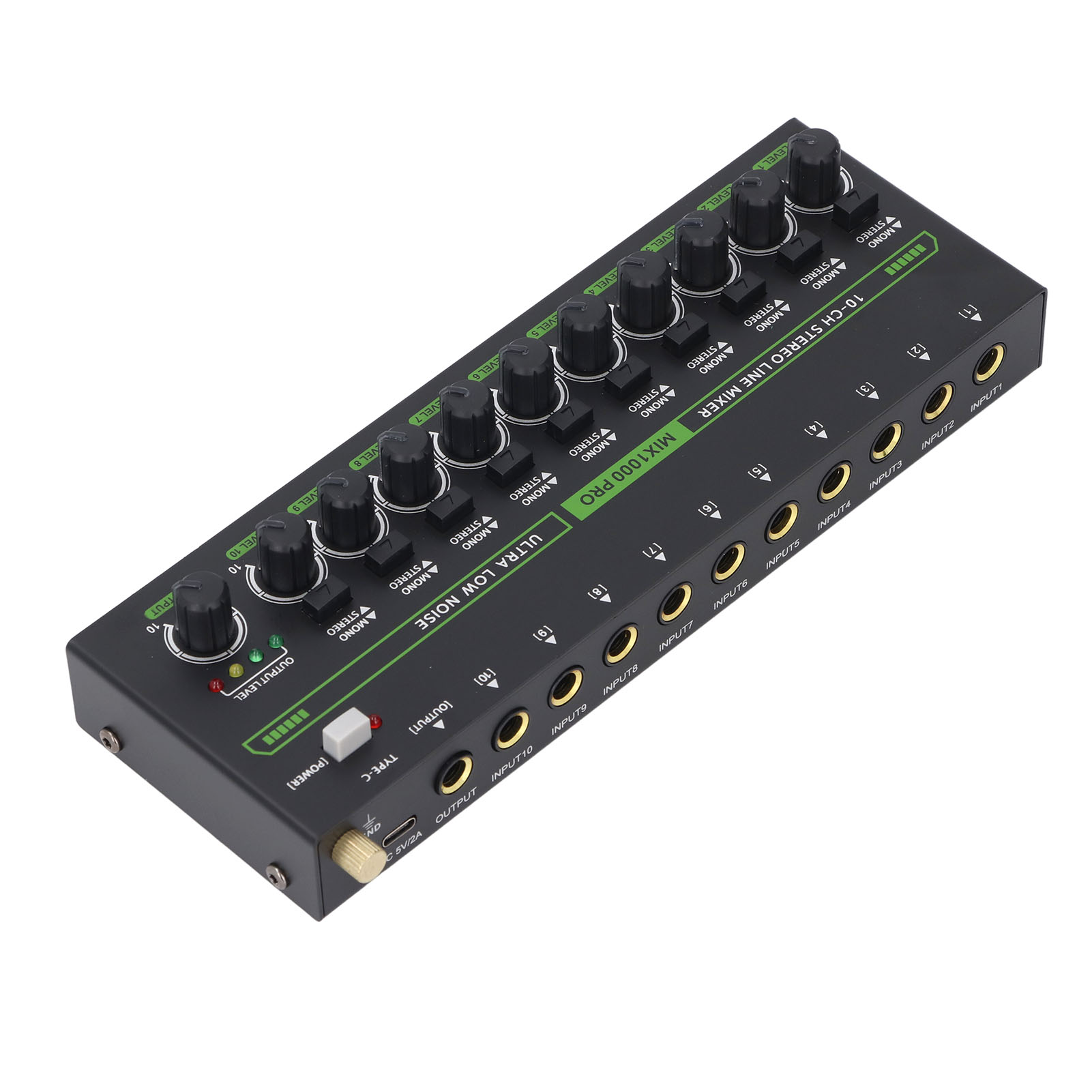 MIX1000 10 Channel Stereo Mixer With RGB Light Low Noise Stereo Mono Switchi Hot - Photo 15/18