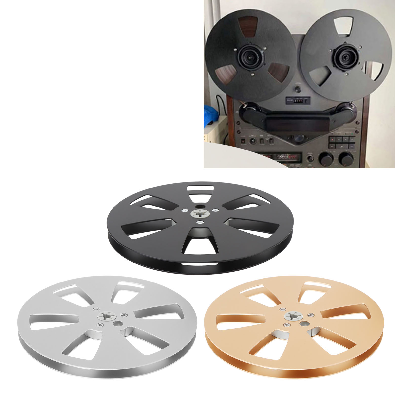 1/4in Empty Tape Reel 7in Open Reel Sound Tape Takeup Reel With 3 Hole Unive NEW - Afbeelding 15 van 21