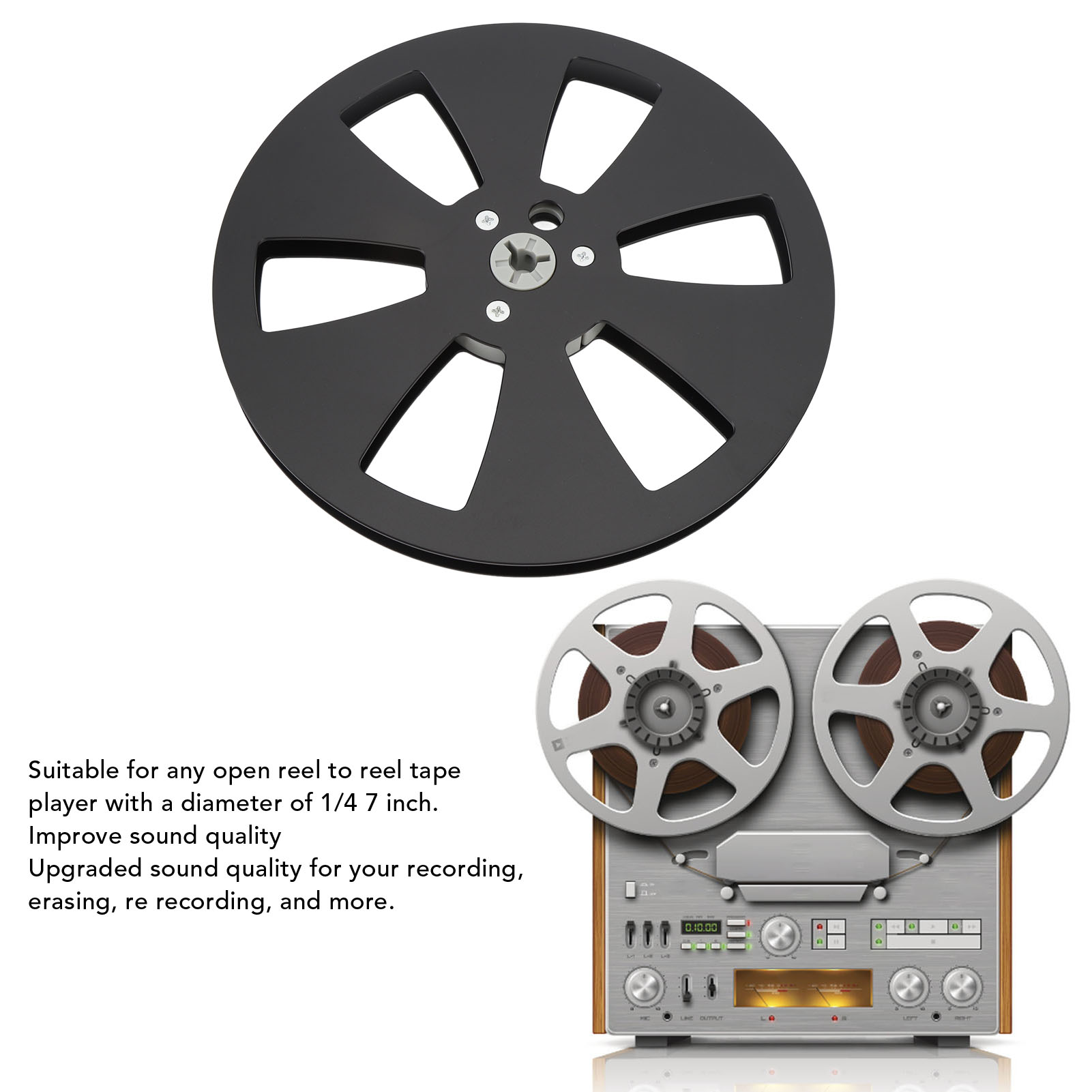 1/4in Empty Tape Reel 7in Open Reel Sound Tape Takeup Reel With 3 Hole Unive NEW - Afbeelding 16 van 21