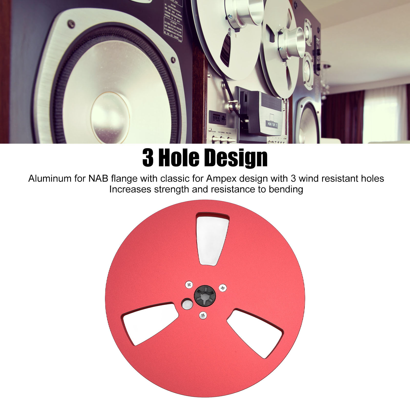 1/4 7in Empty Tape Reel 3 Holes Universal Open Sound Recording Tape Empty Re NEW - Afbeelding 16 van 27