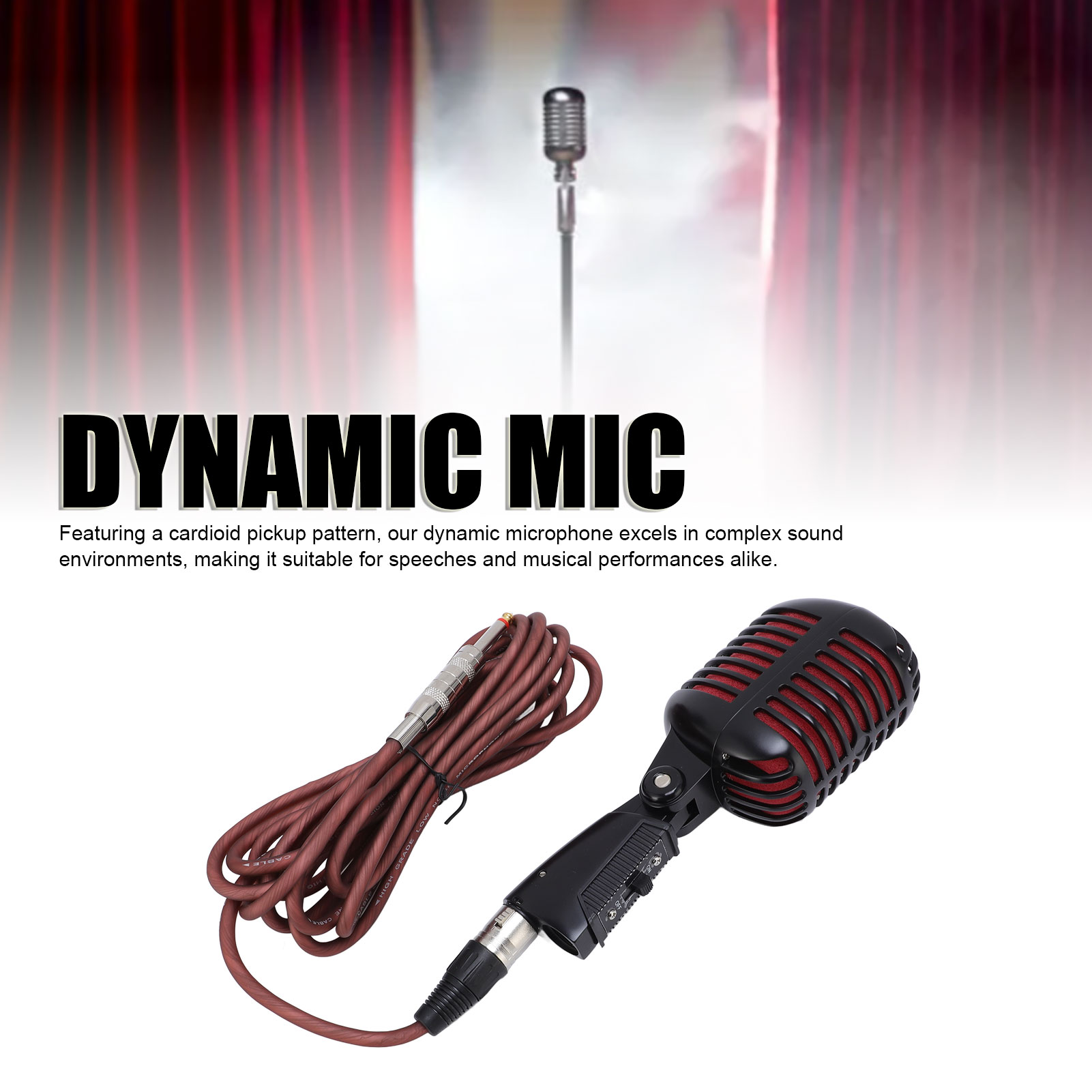 Dynamic Microphone Retro Cardioid Pickup Angle Adjustable Mic For Stage Perf New - Bild 27 von 27