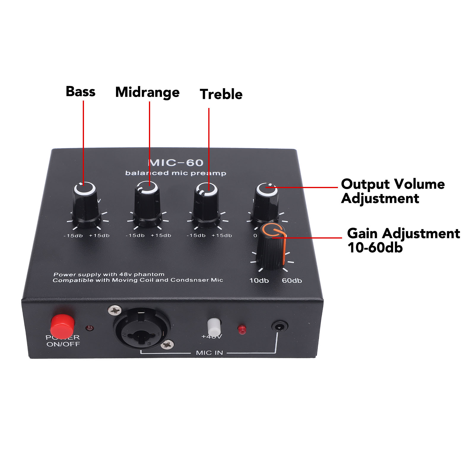 Dynamic Microphone Preamp Enhance Sound Quality For Recording