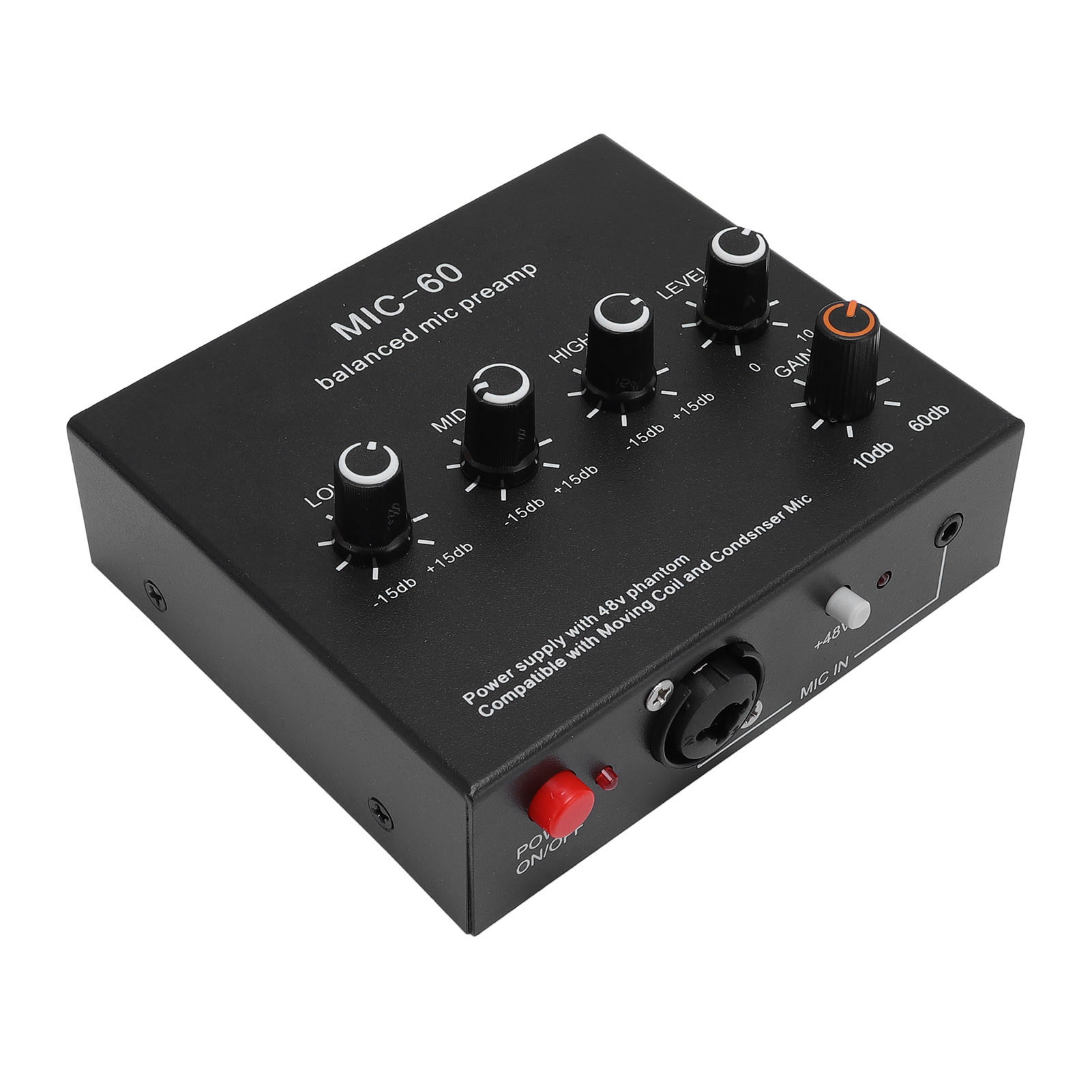 Préampli Micro XLR 48V Gain Élevé - Amplificateur Pour Micro Dynamique Et Condensateur