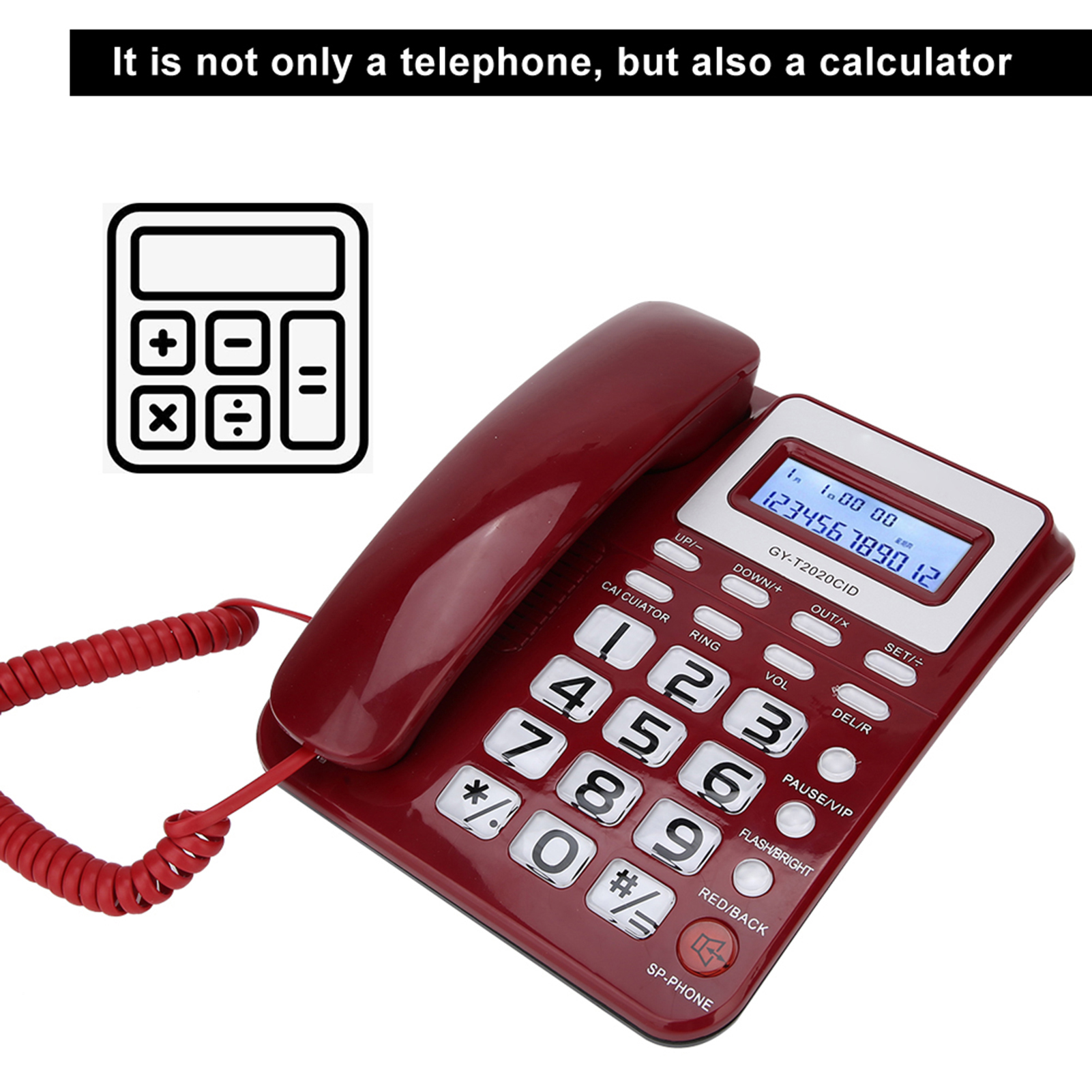 ABS GY T2020CID Wired Telephone With Speaker Caller ID Display Calculater DOB - Zdjęcie 21 z 21