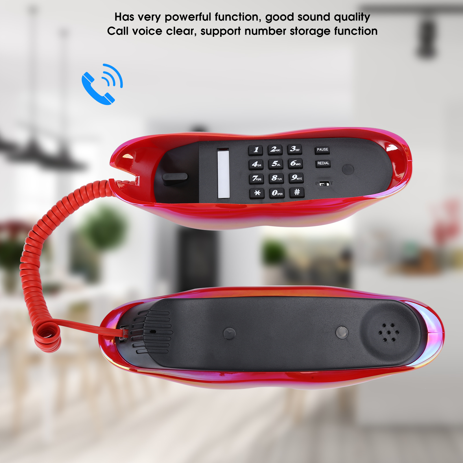 Galwanizacja Modny śmieszny telefon do ust WX-3016 Przechowywanie numerów US / UK W FY - Zdjęcie 21 z 23