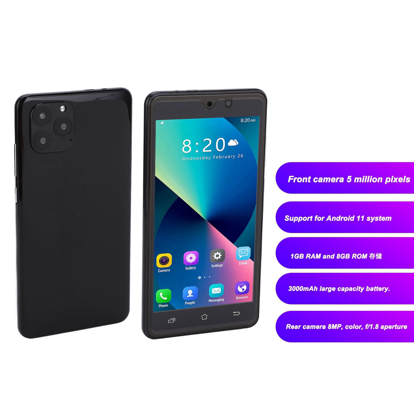 5.5in Dual SIM Smartphone 3G HD Touch Screen 3000mAh Battery 1GB RAM 8GB ROM CB - Zdjęcie 29 z 31