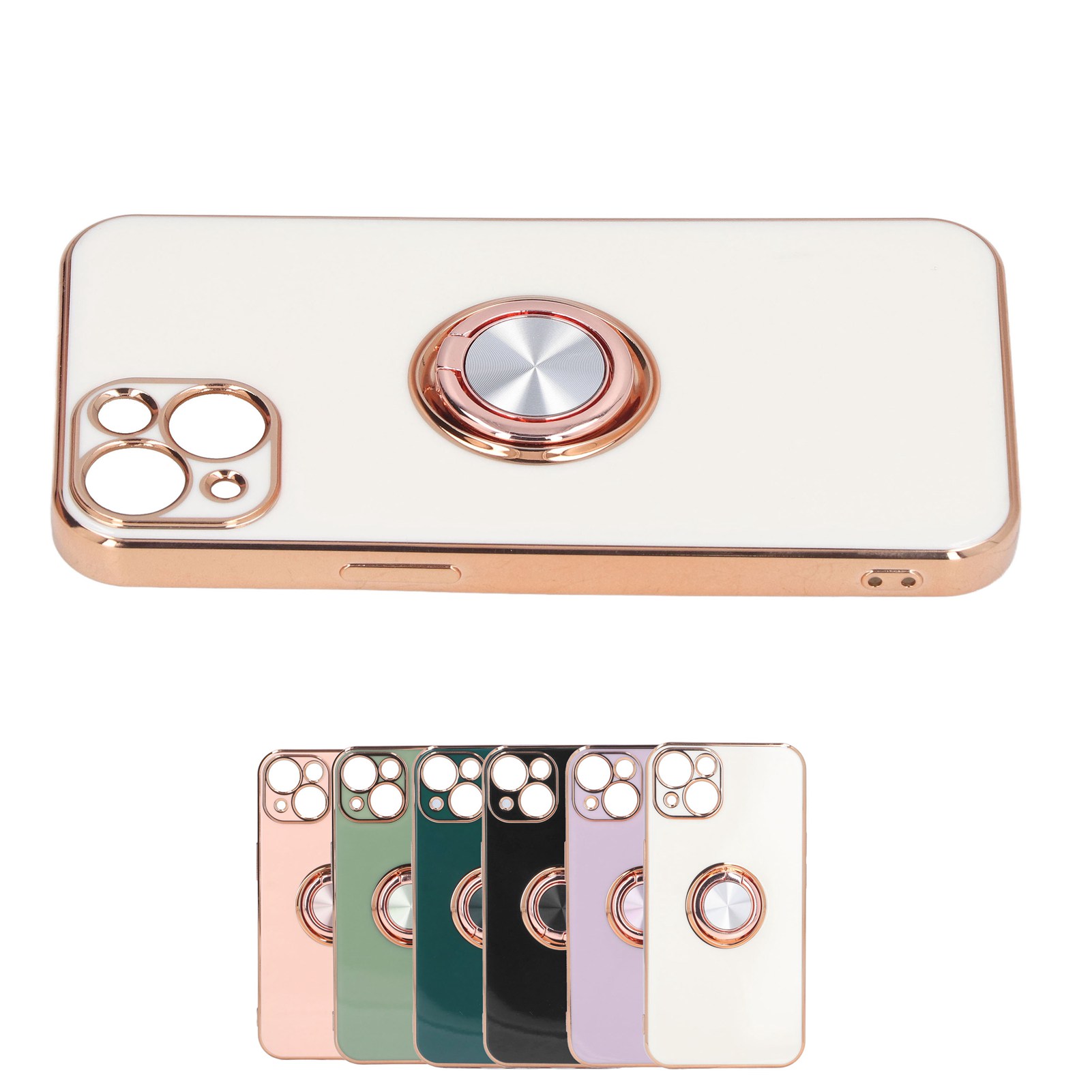 Mobile Phone Case For 13 With Rose Gold Glitter Plated Ring Stand Ult EOM - Photo 13 sur 21