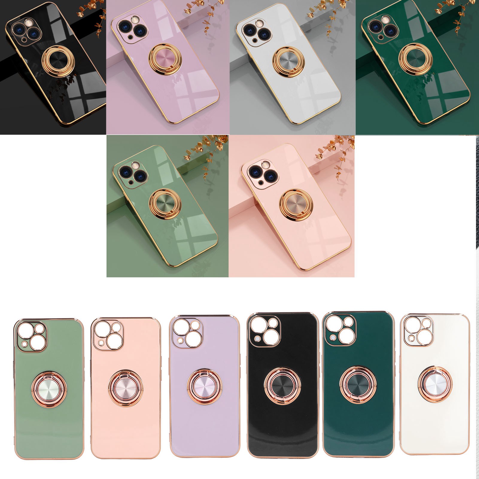 Mobile Phone Case For 13 With Rose Gold Glitter Plated Ring Stand Ult EOM - Photo 15 sur 21