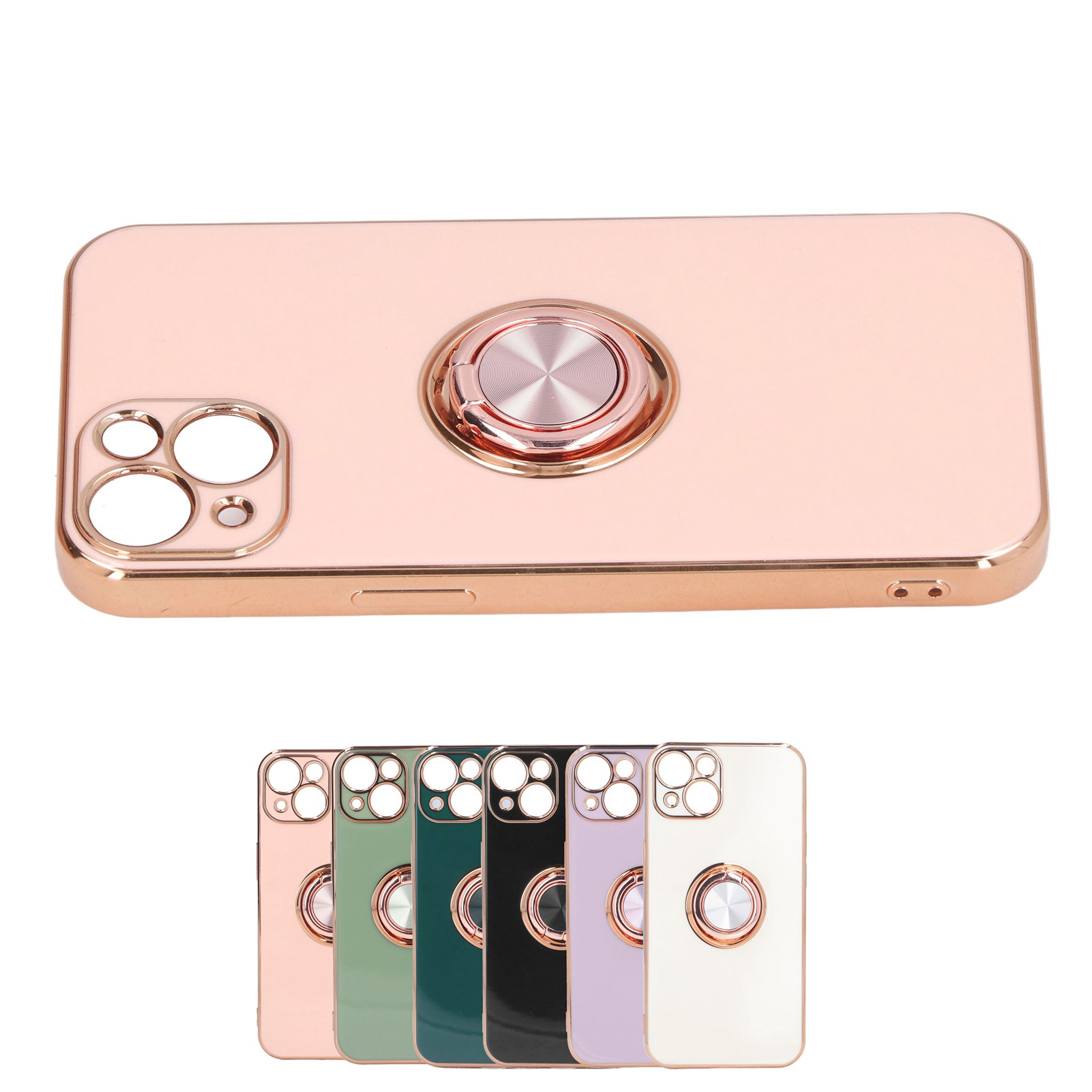 Mobile Phone Case For 13 With Rose Gold Glitter Plated Ring Stand Ult EOM - Photo 19 sur 21