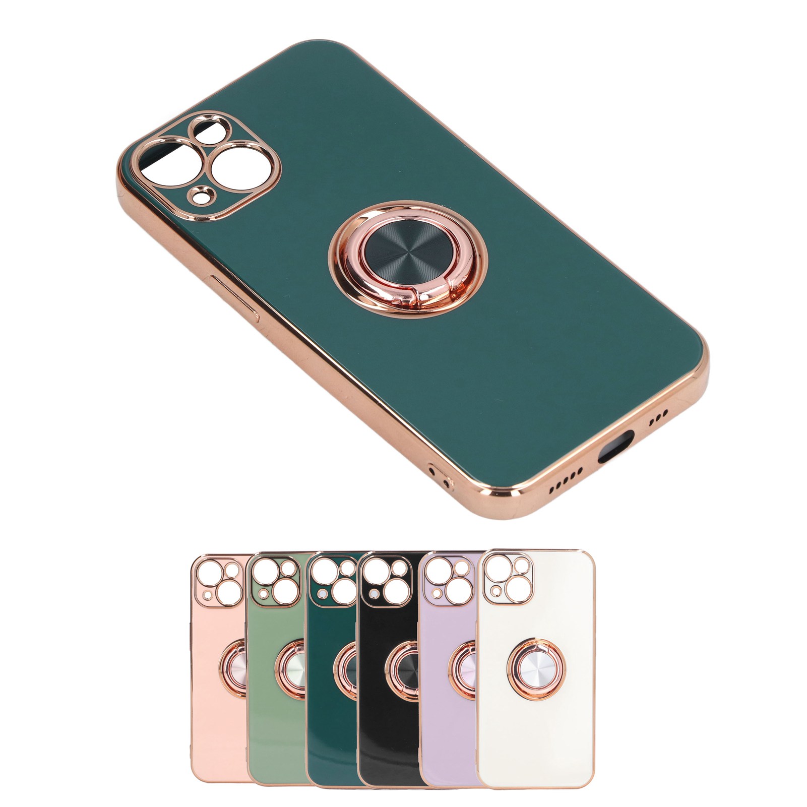 Mobile Phone Case For 13 With Rose Gold Glitter Plated Ring Stand Ult EOM - Photo 16 sur 21