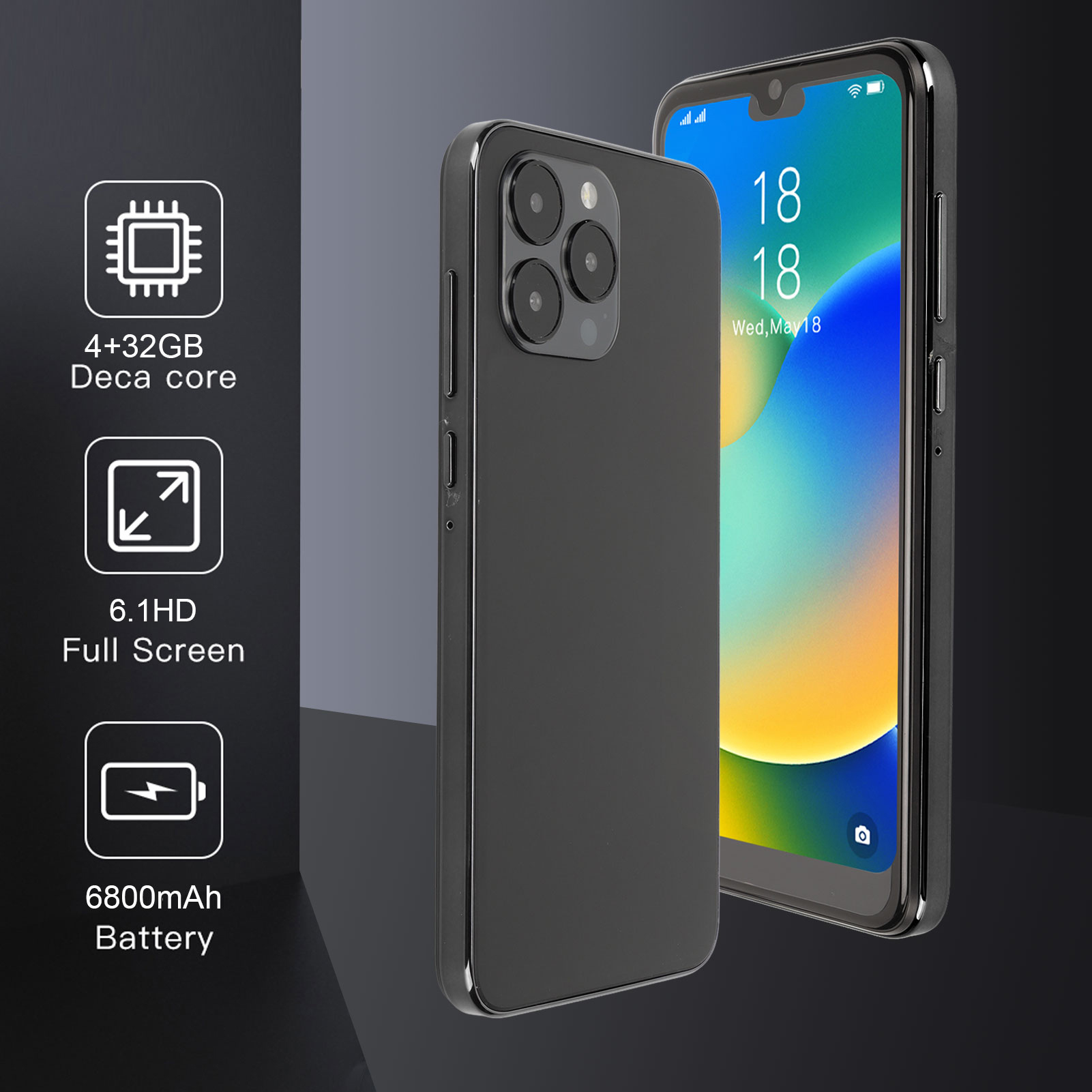 I14 Pro Max Phone 6.1in For Andr-oid 11 Unlocked Cell Phone 4GB 32GB 6800mAh FG - Picture 28 of 33