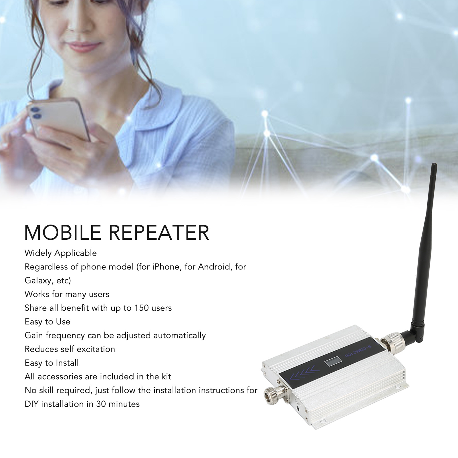 Répéteur Mobile Haut Gain Vitesse Rapide Téléphone Signal Amplificateur pour CDMA 210MHz 3G - Photo 19 sur 21