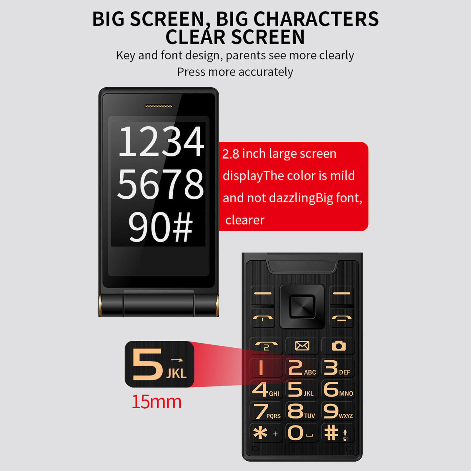 Telefon komórkowy dla seniorów 3 cale podwójny ekran 2G Flip Style Dual SIM gniazda 5900mAh Unlo CB - Zdjęcie 30 z 33