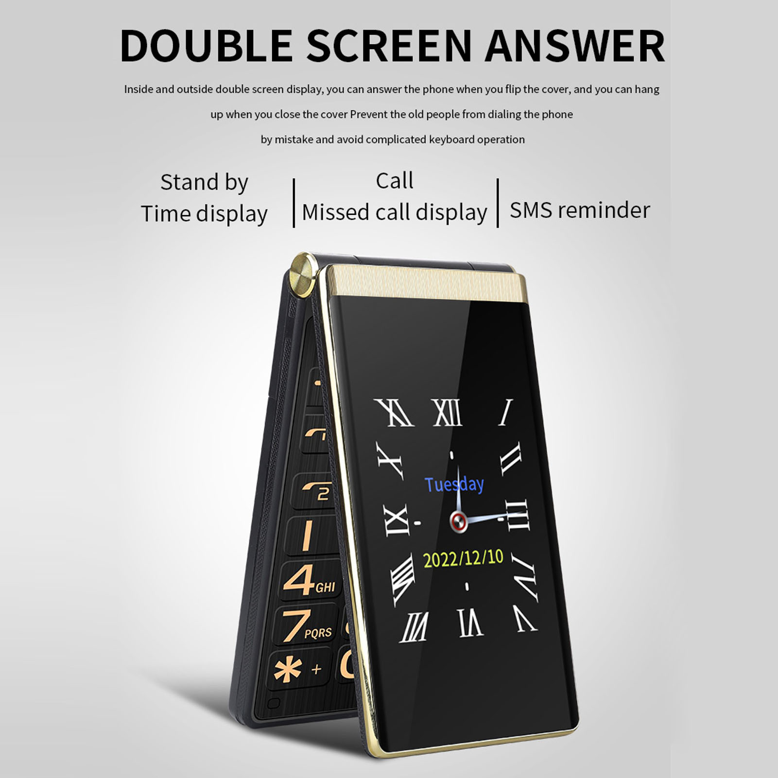 Telefon komórkowy dla seniorów 3 cale podwójny ekran 2G Flip Style Dual SIM gniazda 5900mAh Unlo CB - Zdjęcie 32 z 33