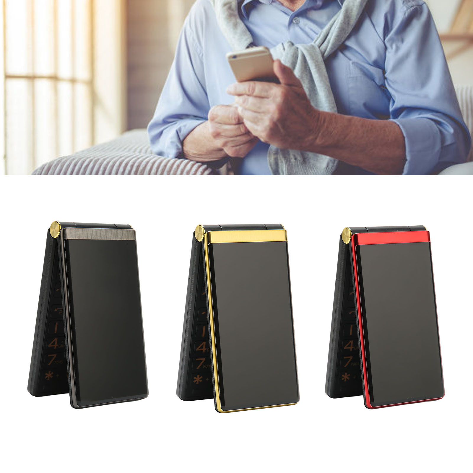 Telefon komórkowy dla seniorów 3 cale podwójny ekran 2G Flip Style Dual SIM gniazda 5900mAh Unlo CB - Zdjęcie 25 z 33