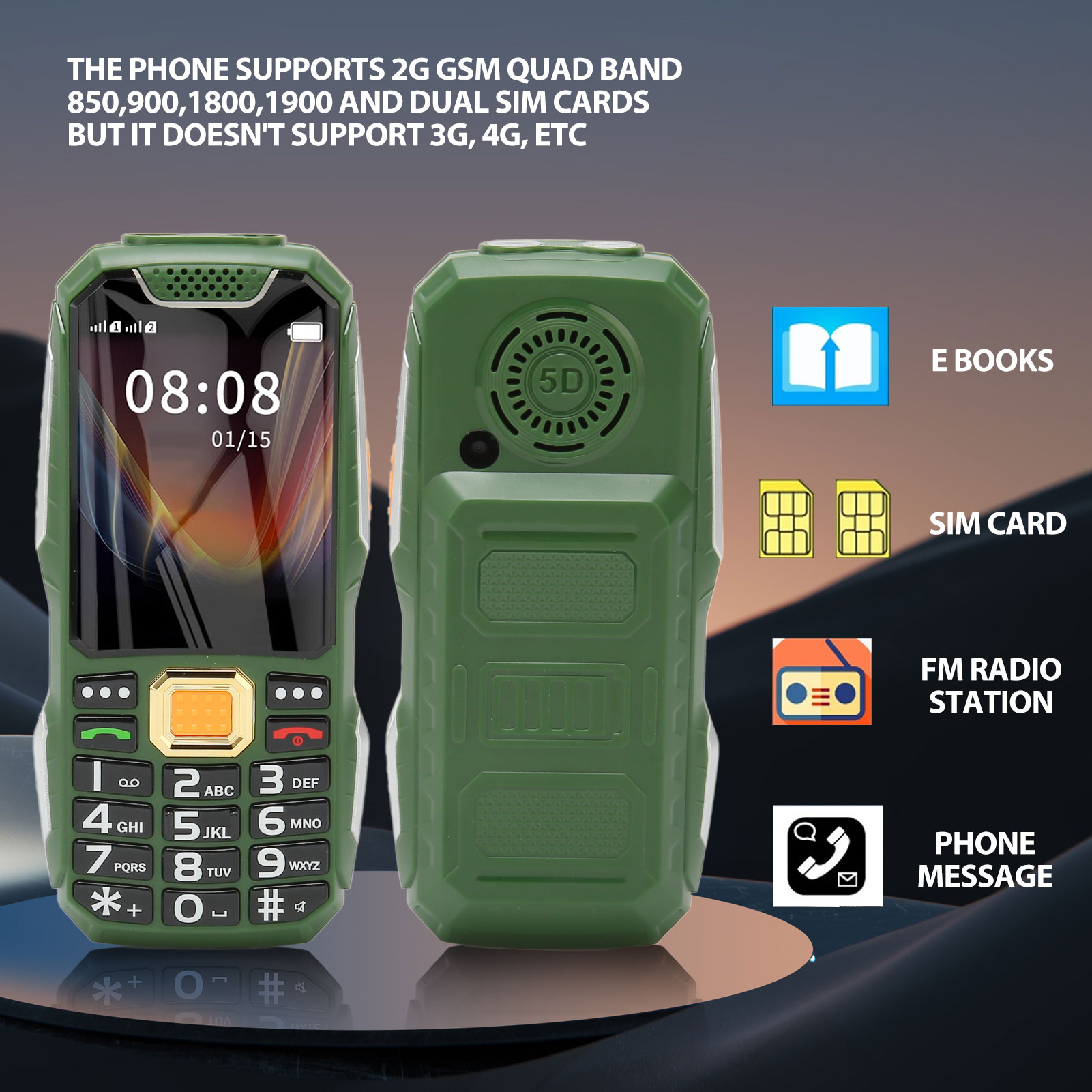 New Big Button 2G Senior Cell Phone Dual SIM Card 2400mah Unlocked Cell Phone Fo - Picture 24 of 30