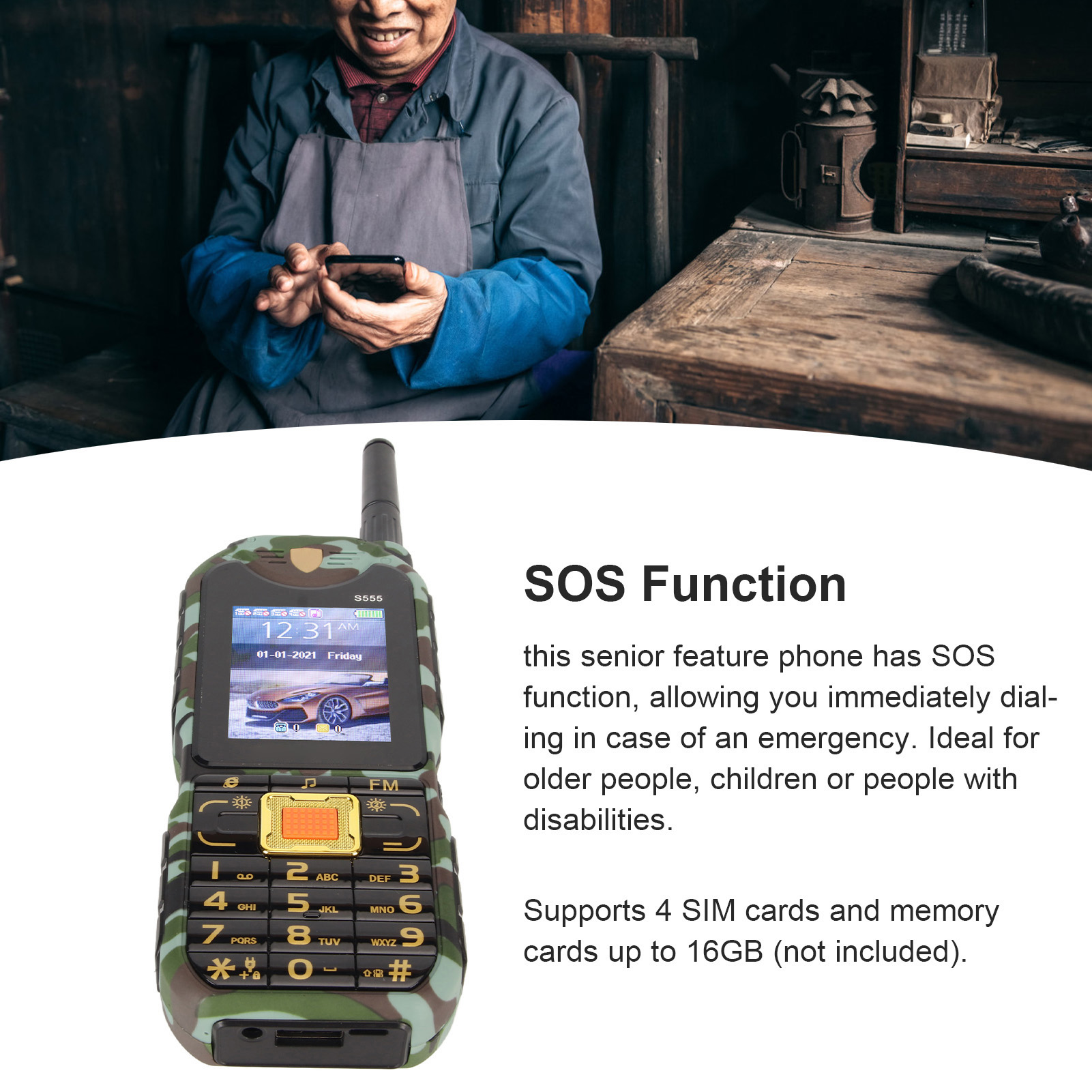 S555 2G Phone Unlocked For Elderly Big Button 2.2 Inch Senior Basic Phone Hi PLM - Picture 13 of 21