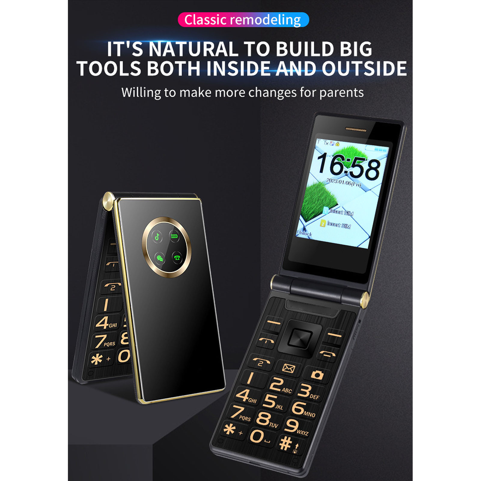 New 2G Big Button Flip Phone Dual SIM Cards 5900mAh Unlocked Flip Phone For Seni - Picture 14 of 27