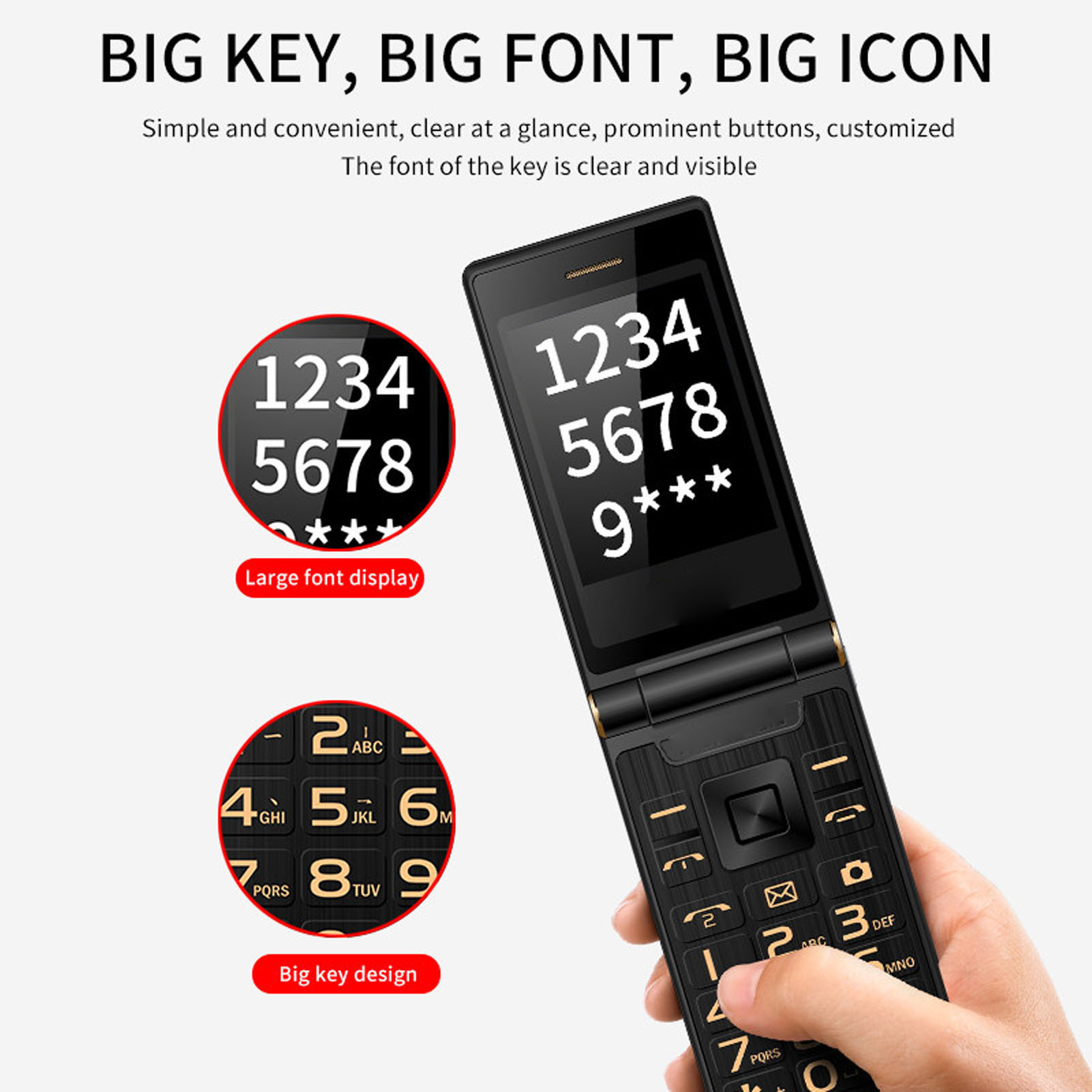 New 2G Big Button Flip Phone Dual SIM Cards 5900mAh Unlocked Flip Phone For Seni - Picture 15 of 27