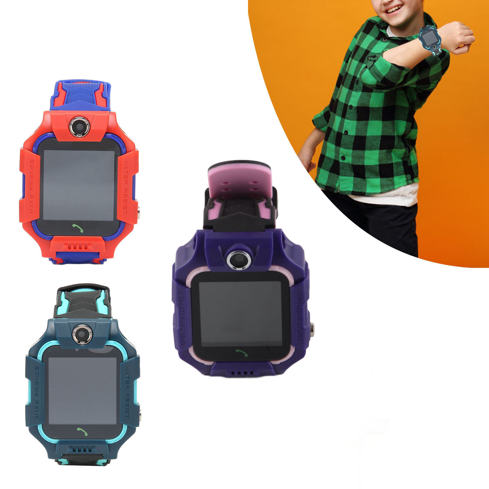 Smartwatch dziecięcy 1,44 cala HD Kolorowy ekran dotykowy 2G GSM IP67 Wodoodporny telefon komórkowy CB - Zdjęcie 33 z 33