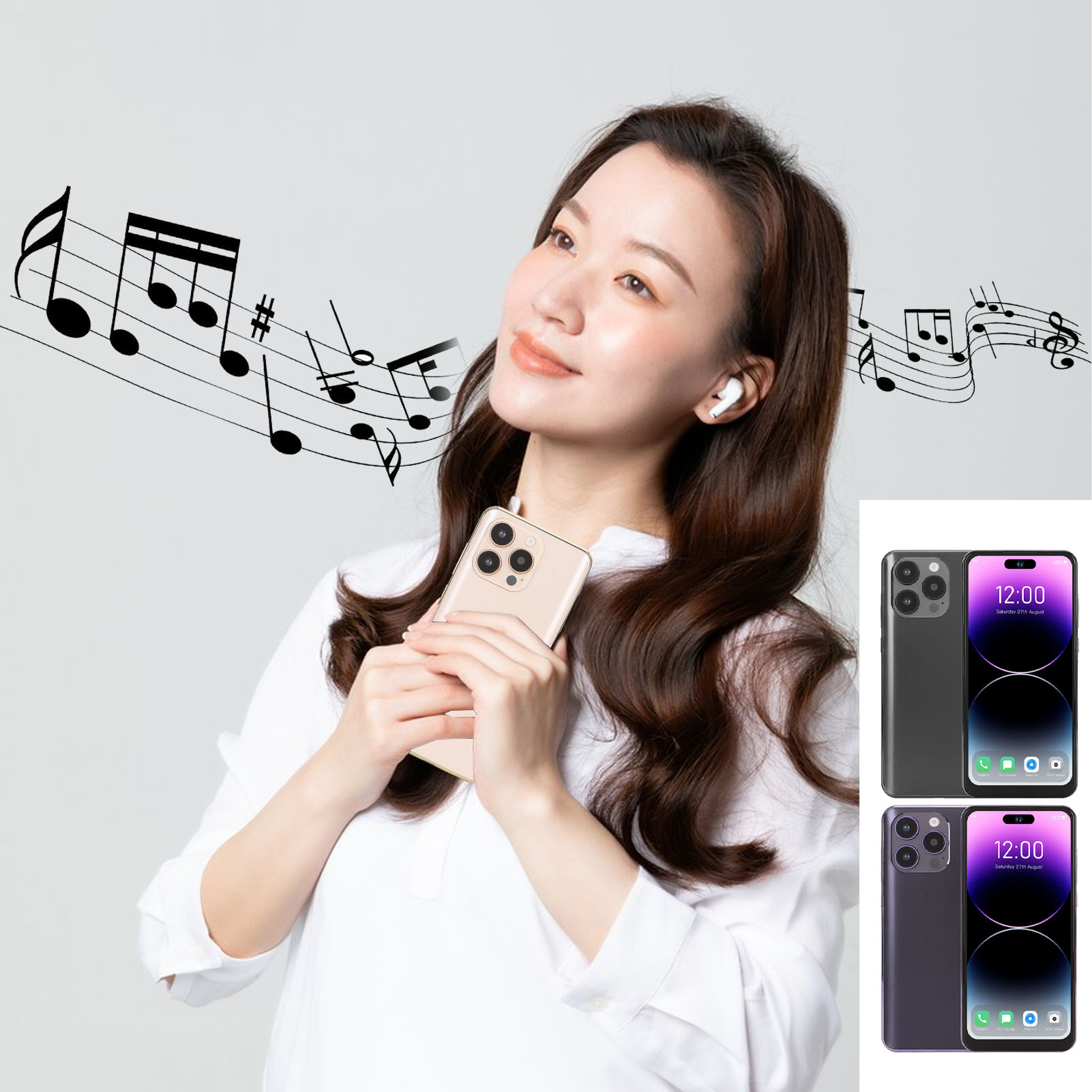 15promax Ultra Thin 6.6in Face Unlock 4GLTE Phone With Earphones 8 SG7 - Zdjęcie 28 z 33