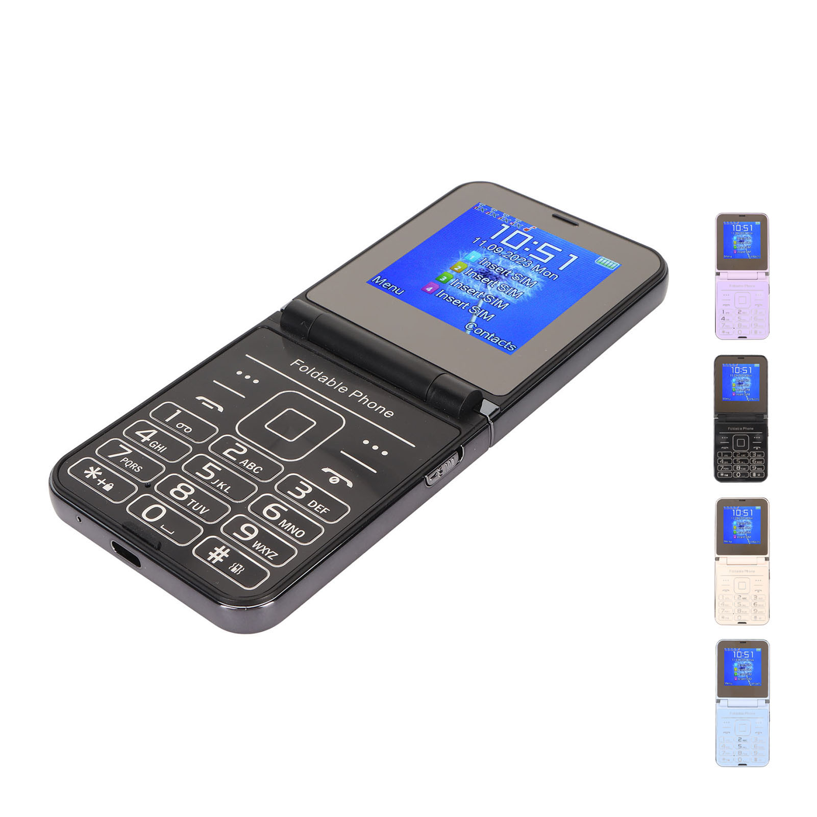 Flip 2G Phone 2.6in Senior Cellphone 2 Screen 1.3MP 4 SIM Cards Standby Big BEA - Picture 22 of 24