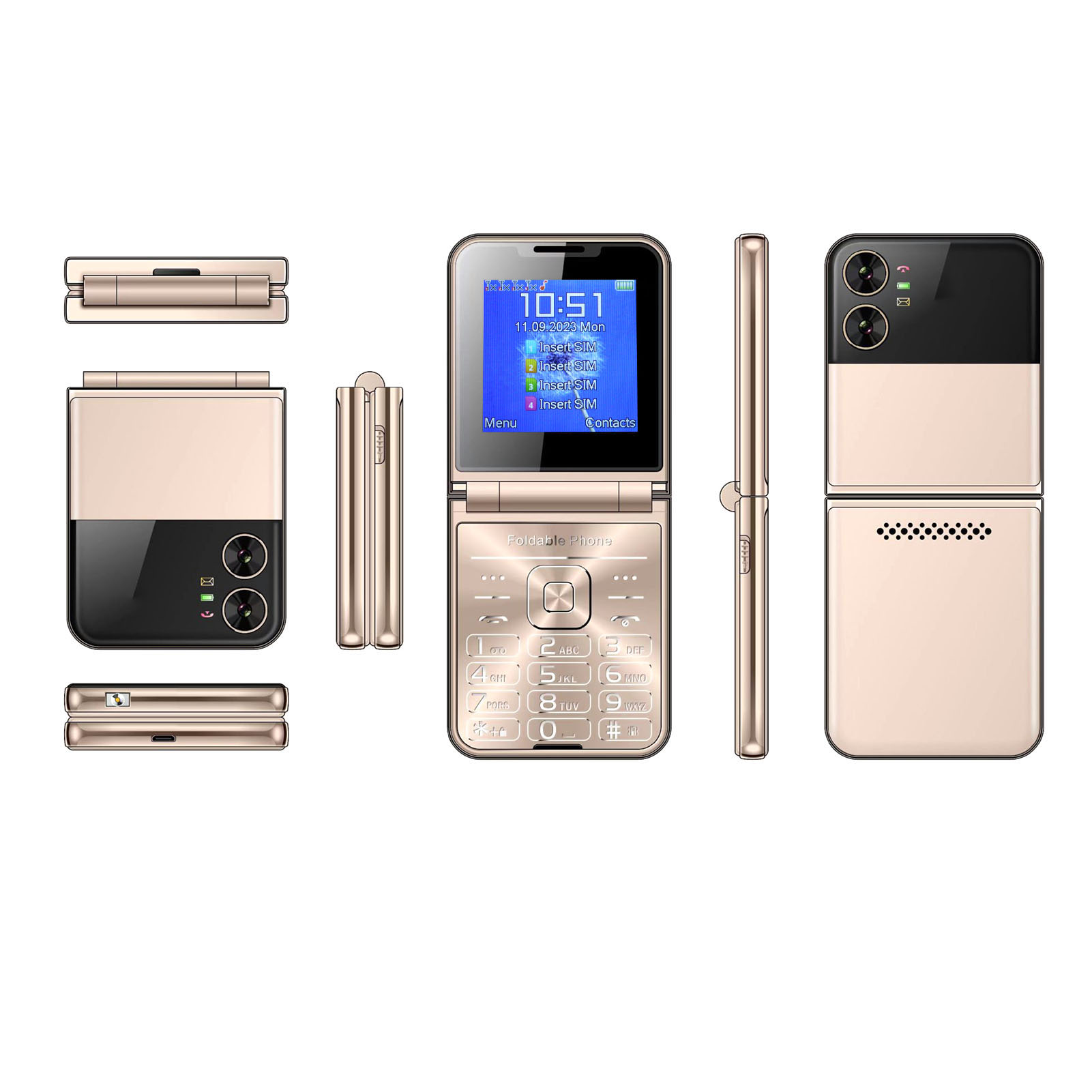 Flip 2G Phone 2.6in Senior Cellphone 2 Screen 1.3MP 4 SIM Cards Standby Big B CT - Picture 34 of 36
