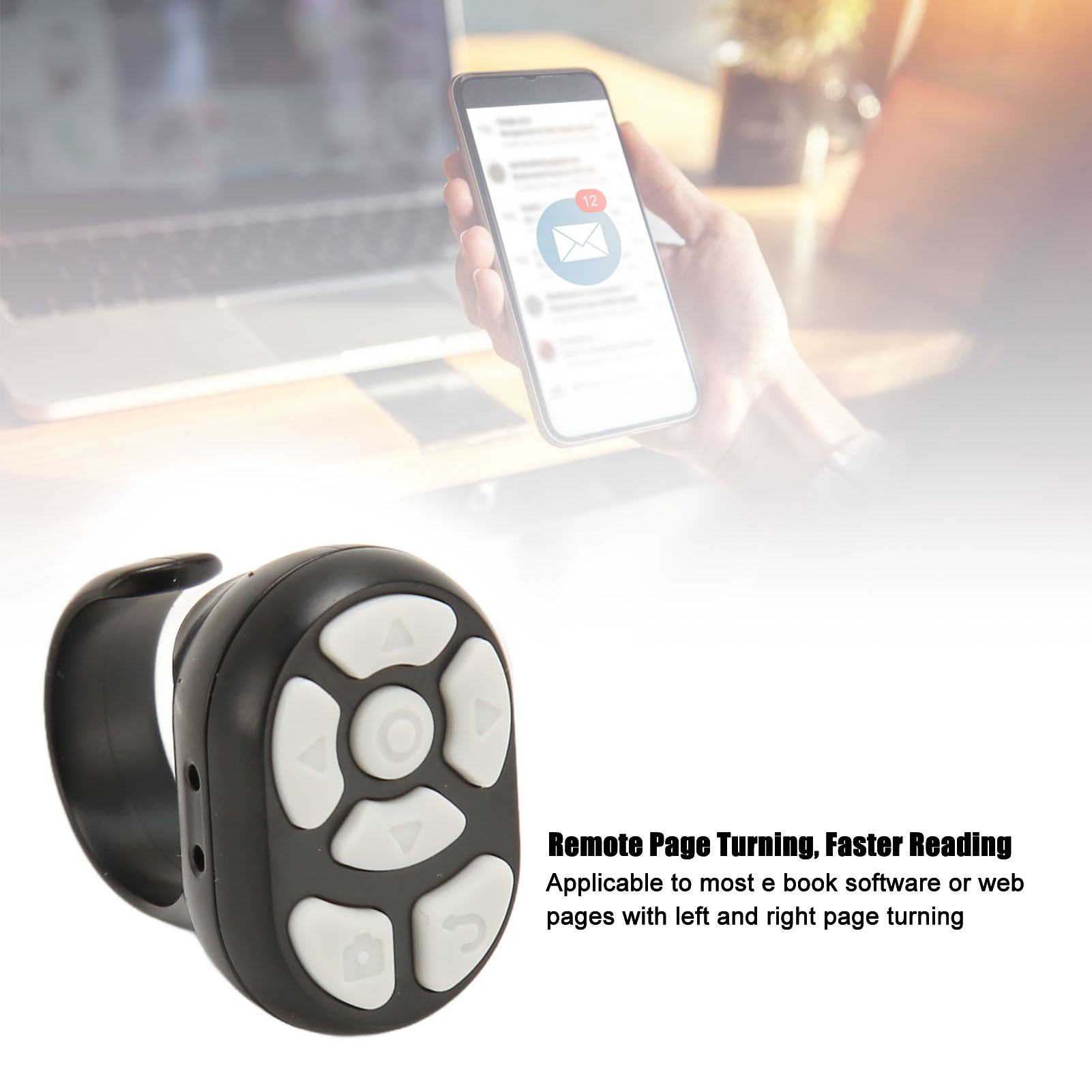 Remote Control Scrolling Ring BT 5.3 APP Page Turner Camera Shutter Remote XXL - Photo 17 sur 21