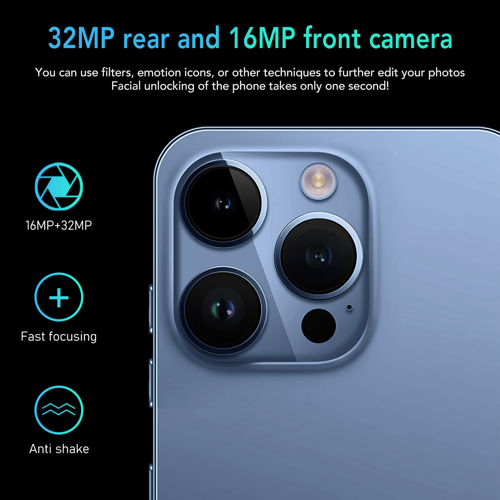 I14 PRO 4G Unlocked Smartphone 6.7in IPS HD Screen 2.4GHz 5GHz WiFi 8GB NEW - Afbeelding 14 van 21