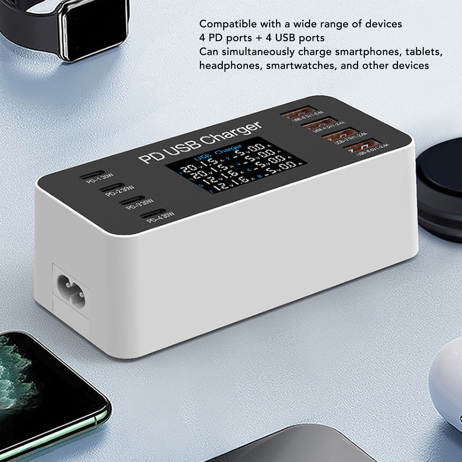 65W 8 Port USB Charging Station Multi Port USB Hub Charger LCD Display QC3.0 - Picture 32 of 36