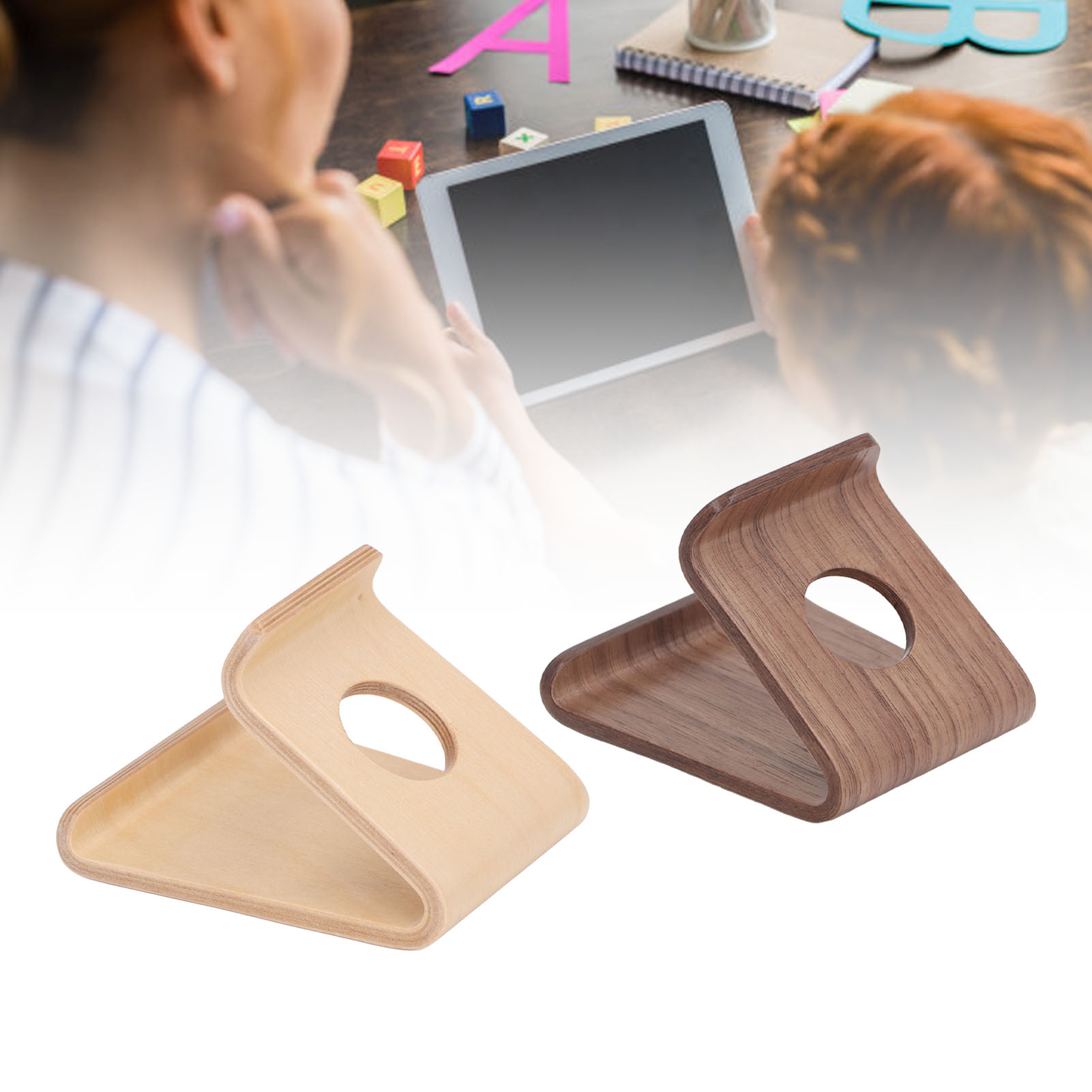 Wooden Phone Stand Waterproof Ergonomic Integrated Wood Tablet Holder With T DE - Picture 13 of 18