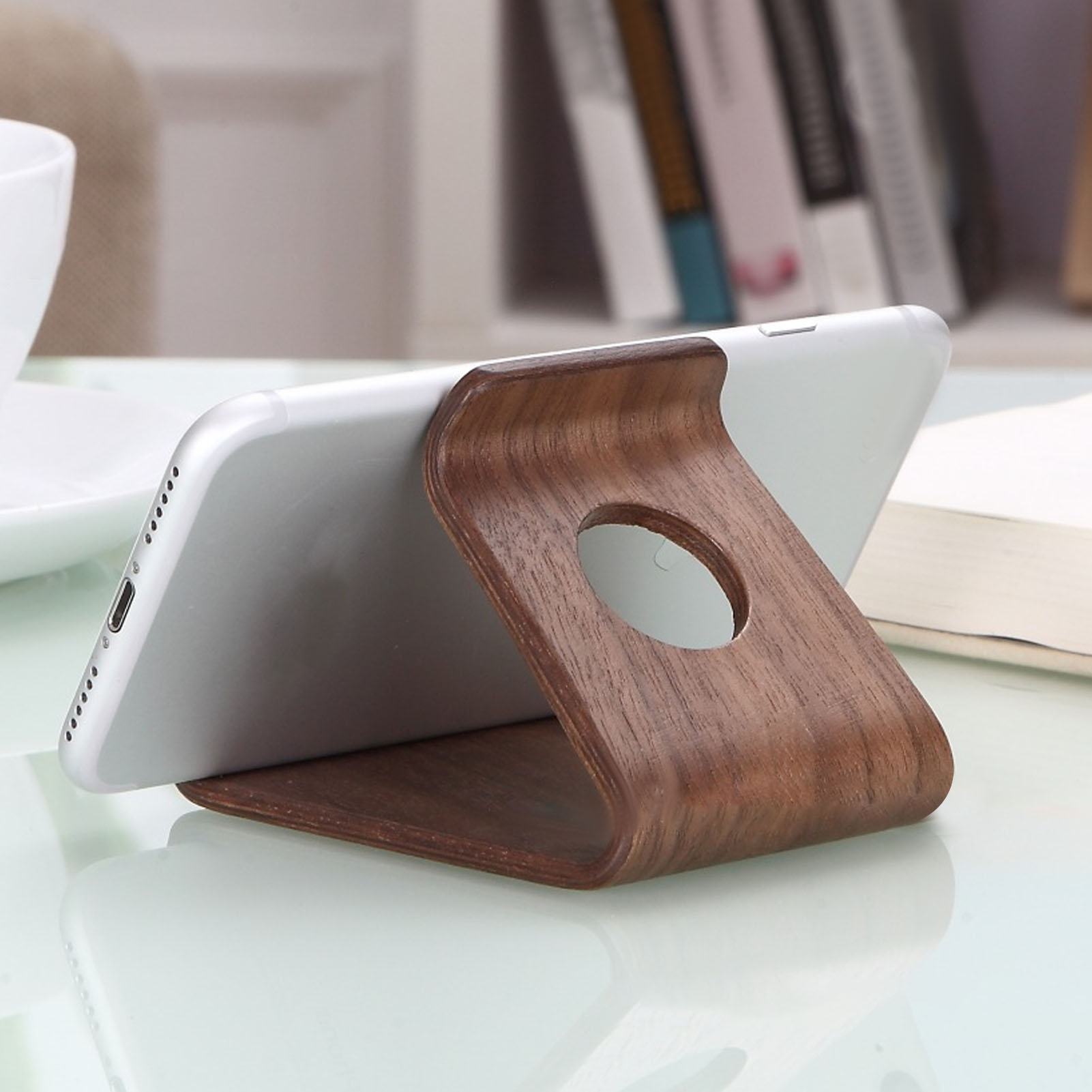 Wooden Phone Stand Waterproof Ergonomic Integrated Wood Tablet Holder With TP CB - Afbeelding 26 van 29