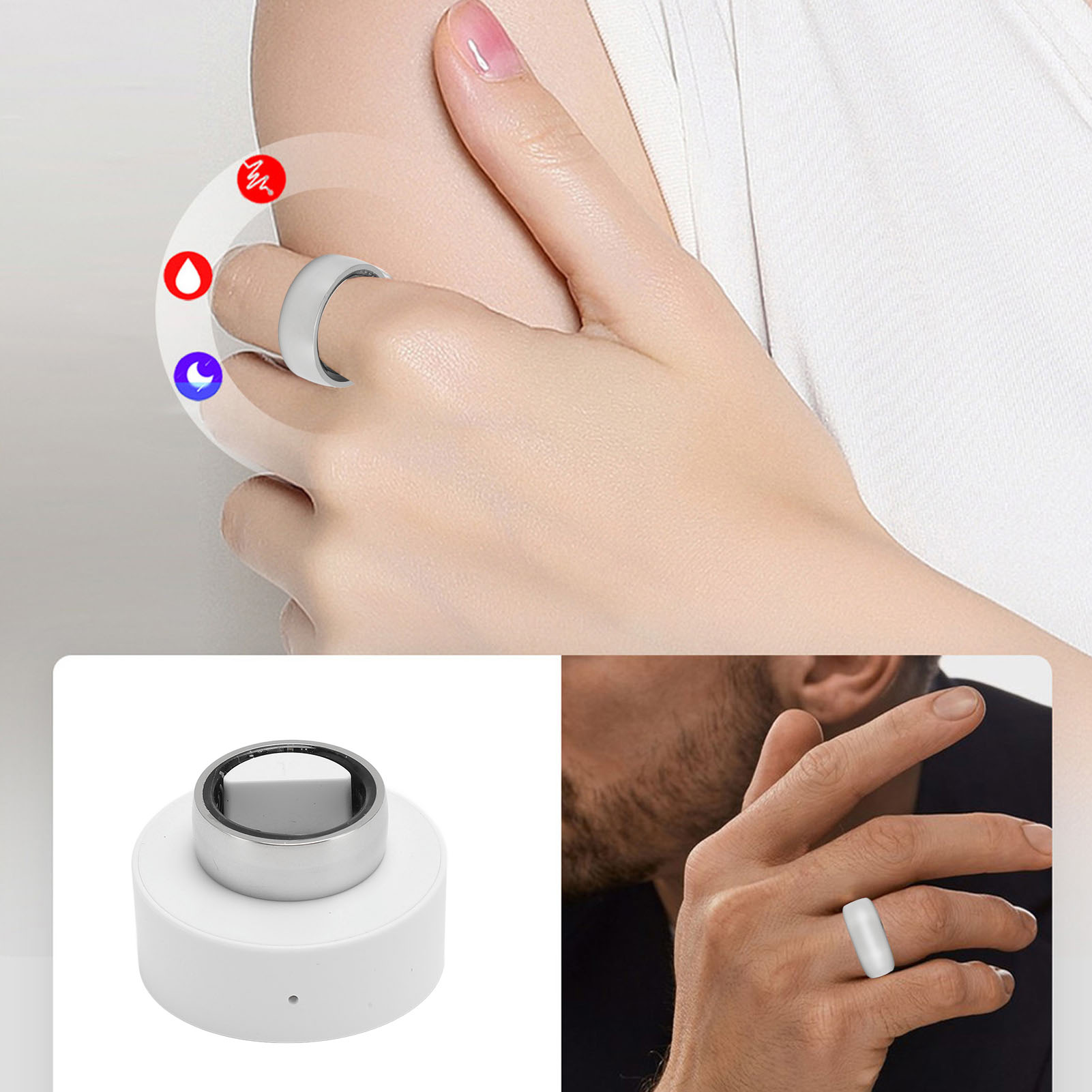 Smart Fitness Tracker Ring IP68 Waterproof BT Pedometer Smart Ring With Char Hot