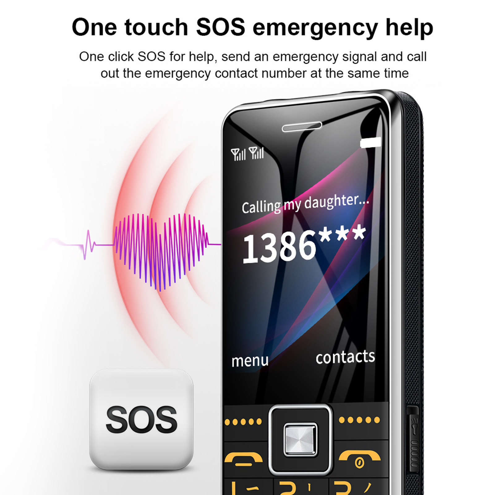 Big Button Cell Phone 2.4in Screen GSM Network 3 Card Slot Video Blutooth FM FG