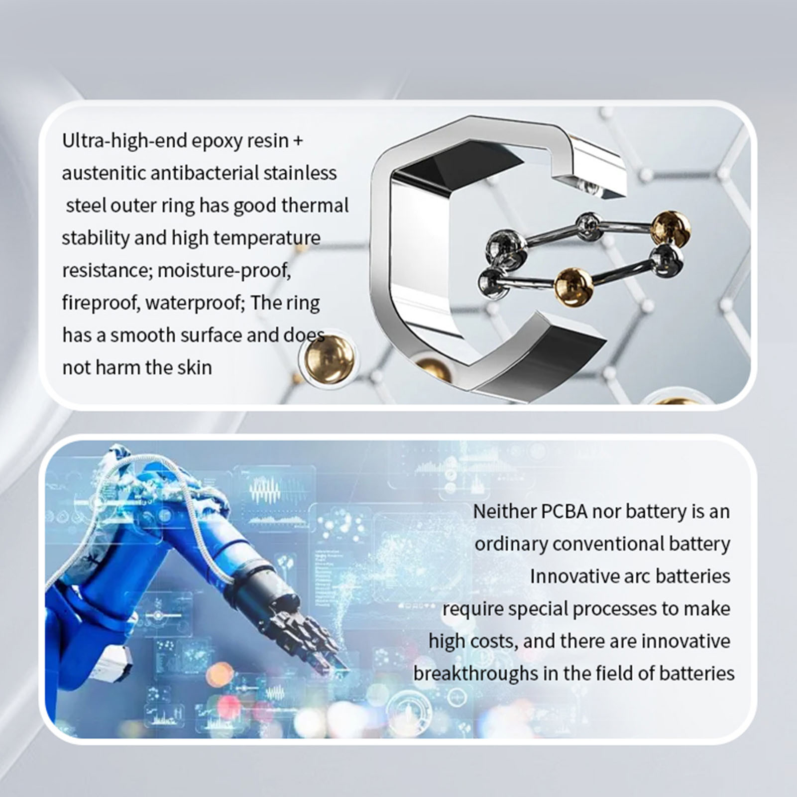 Smart Ring Resin IP68 Water Resistant Smart Ring Magnetic Fast Charging Sport FY - Zdjęcie 27 z 39