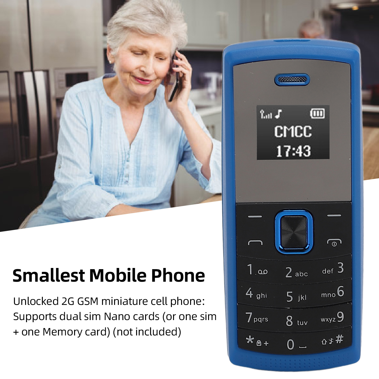 BM01 Smallest Mobile Phone 2 In 1 Miniature Cell Phone With Speakerphone BT NEW - Imagen 15 de 24