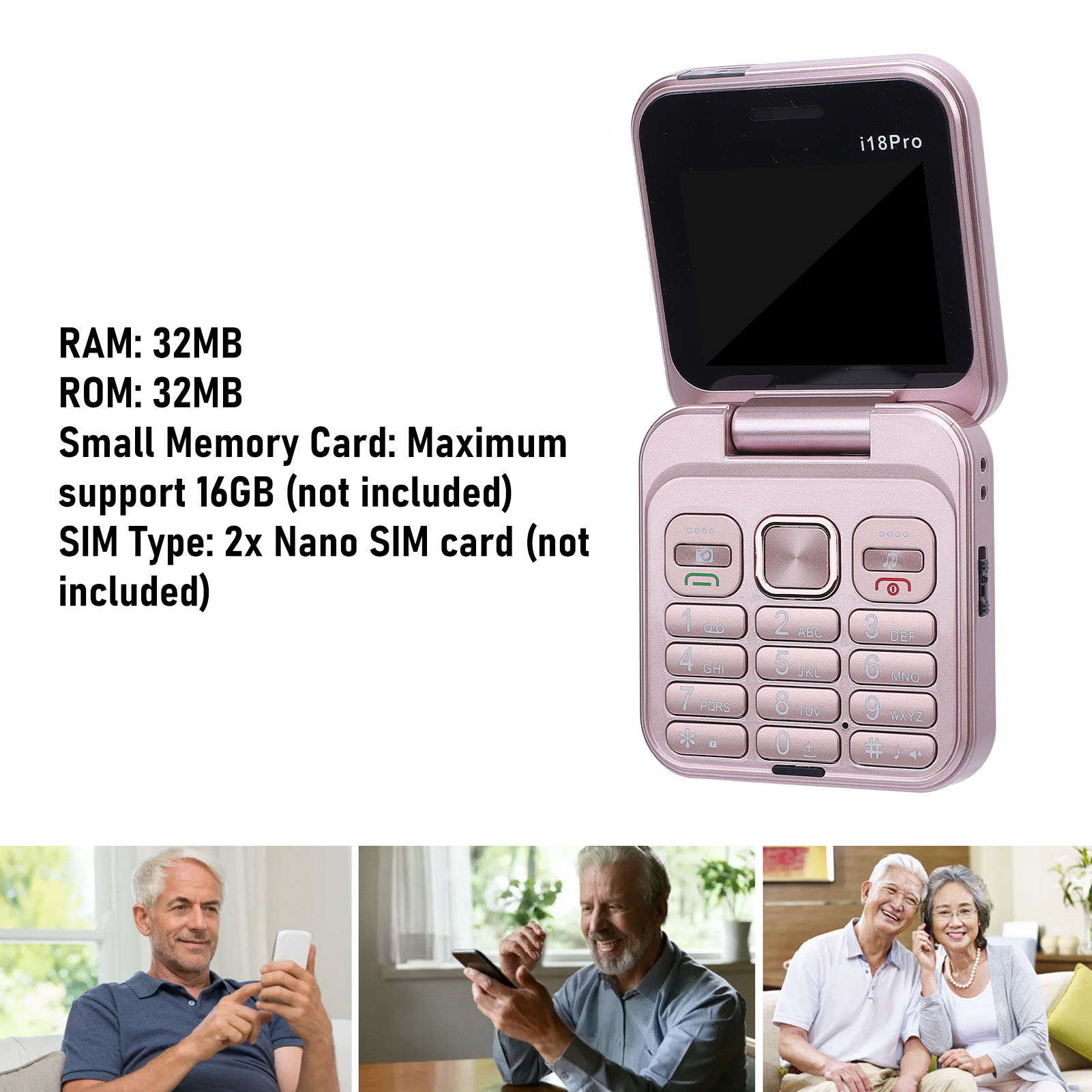 Kleines Flip Handy 32MB RAM 32MB ROM 2.4 Zoll Bildschirm Große Tasten Faltb Für - Bild 33 von 34