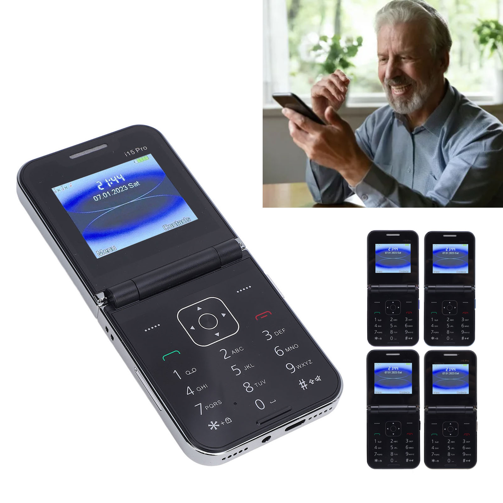 Flip Phone Unlocked Large Buttons Dual SIM Dual Standby Speed Dial Vibration Set - Picture 25 of 27