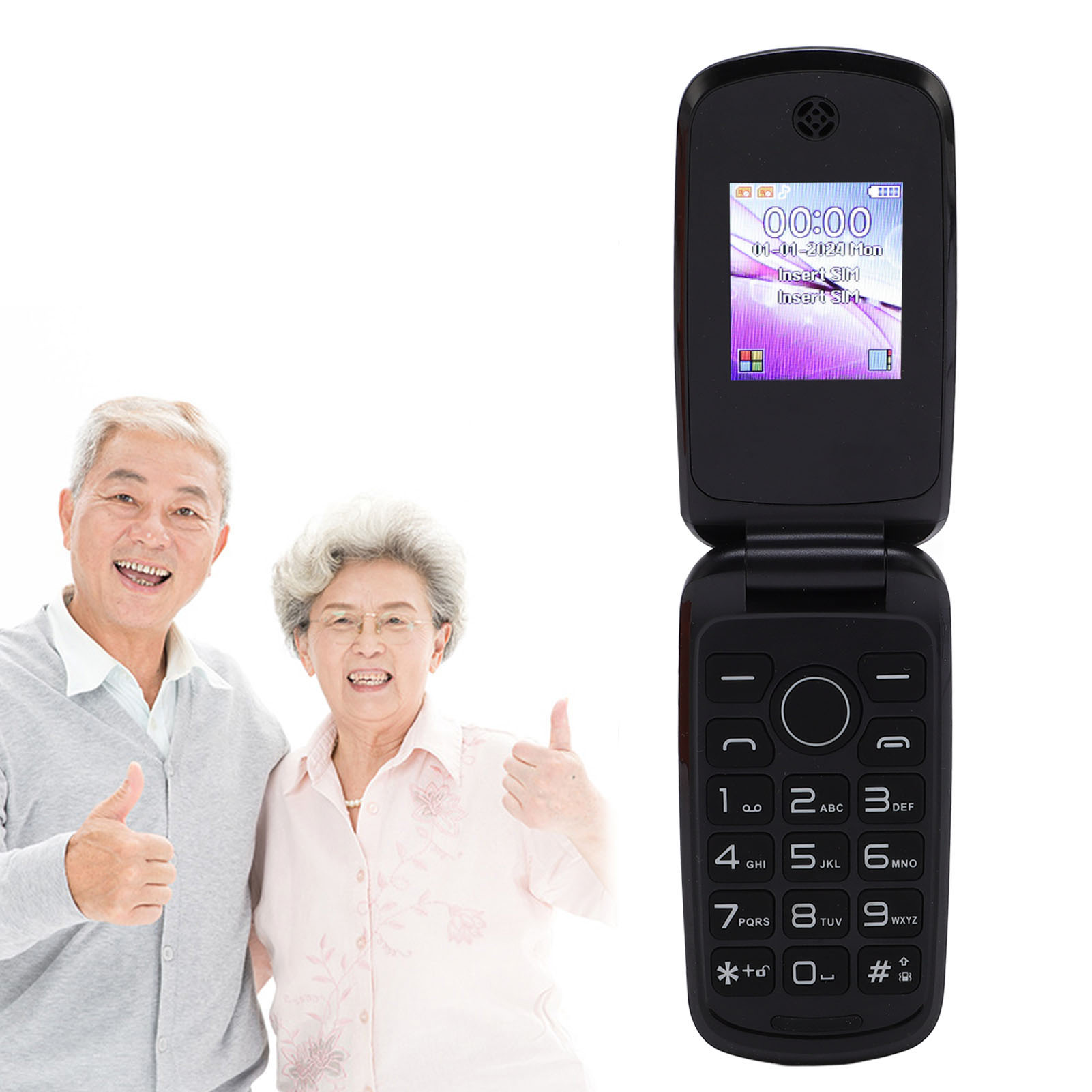 2G Flip Phone For Elderly Dual Card Dual Standby Keypad Cellphone 1200mAh Ba Set - Picture 16 of 21