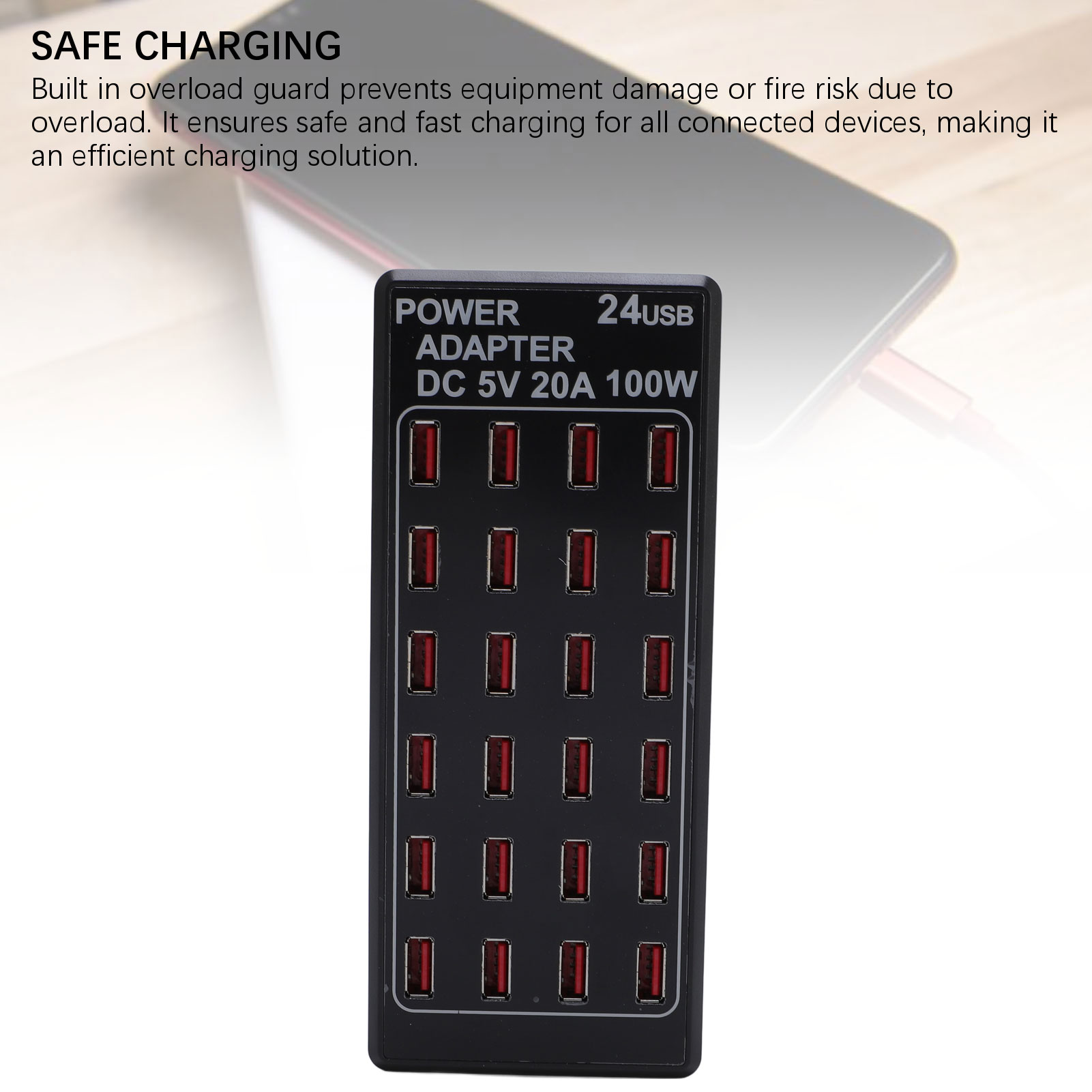 100W 24 Port USB Fast Charging Station Travel Desktop USB Charger Multi Por - Bild 13 von 24