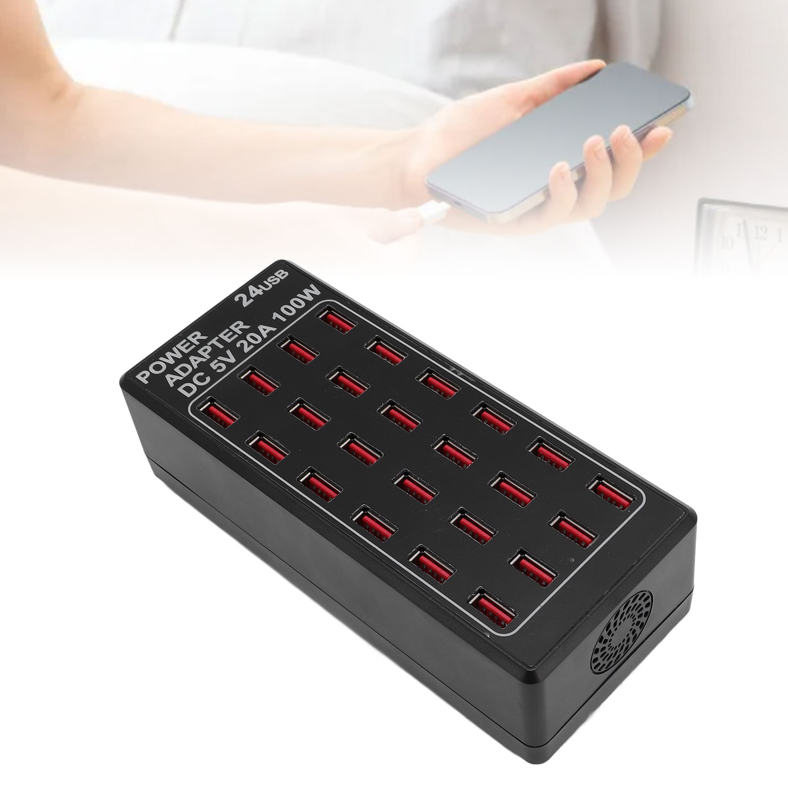 100W 24 Port USB Fast Charging Station Travel Desktop USB Charger Multi Por - Bild 16 von 24