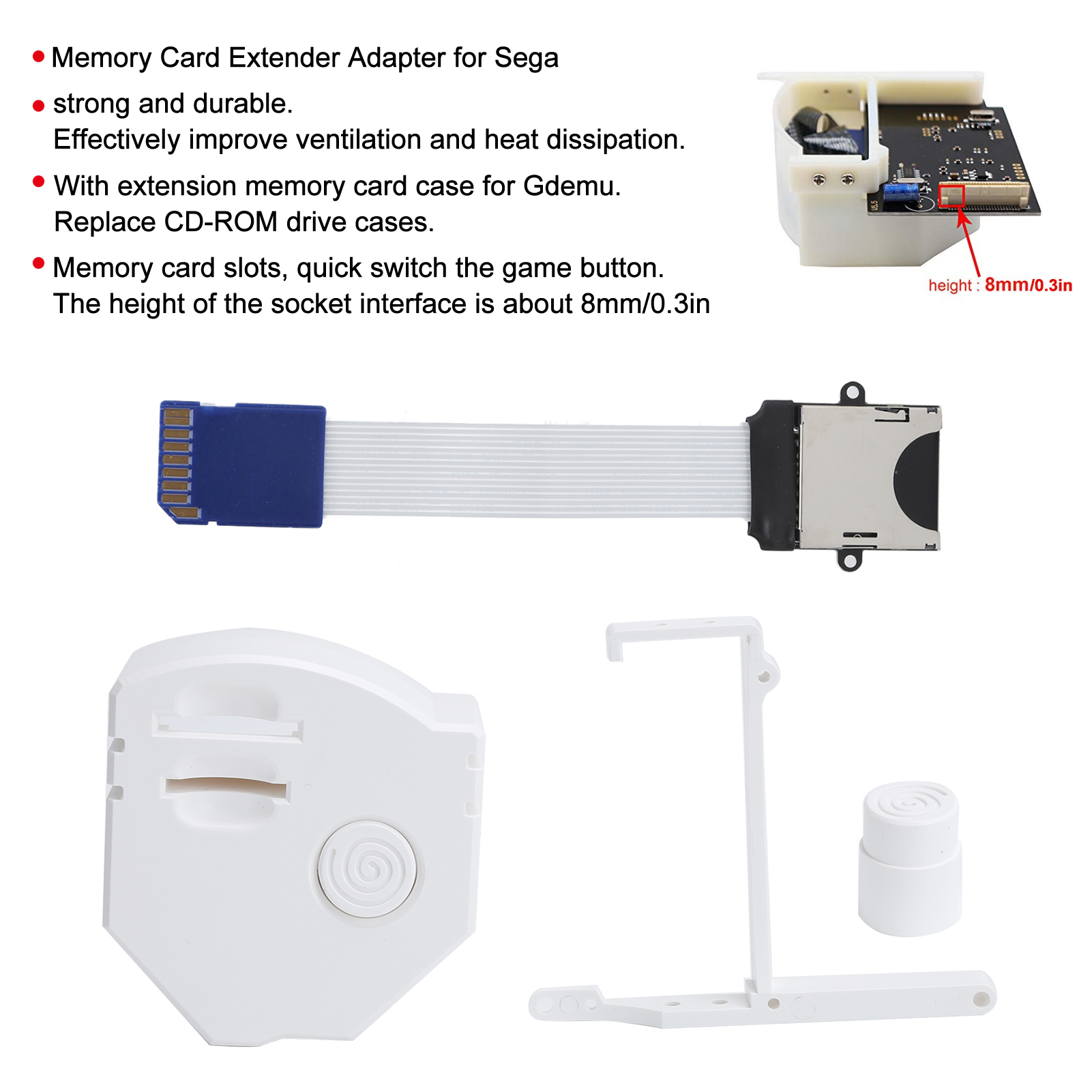 3D Print Extension Memory Card Extender Adapter Mount Kit For Dreamcast SAL - Photo 24/28