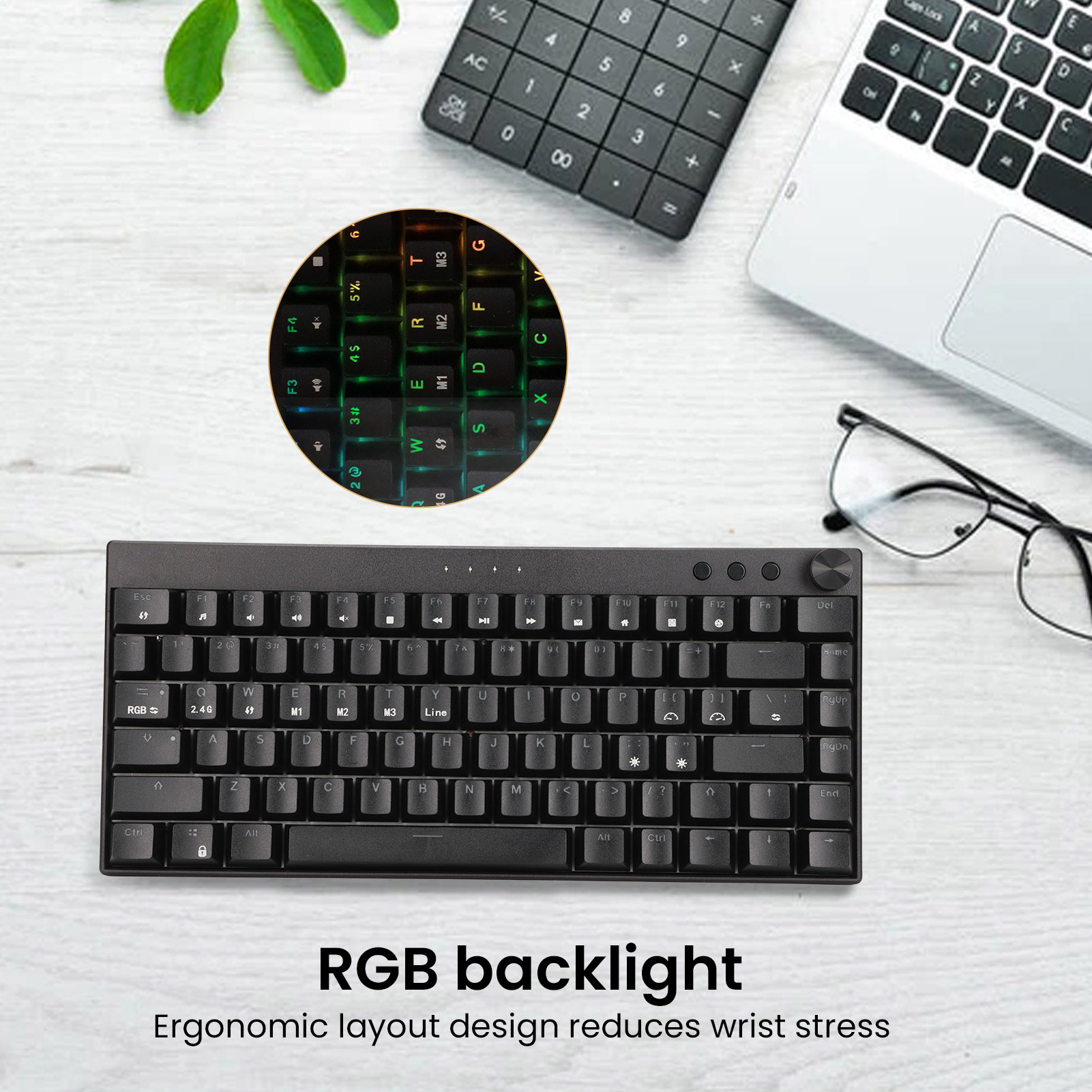 Mechanical Keyboard 82 Key RGB Backlight 3 Connection Modes Ergonomic Design FY - Afbeelding 26 van 28