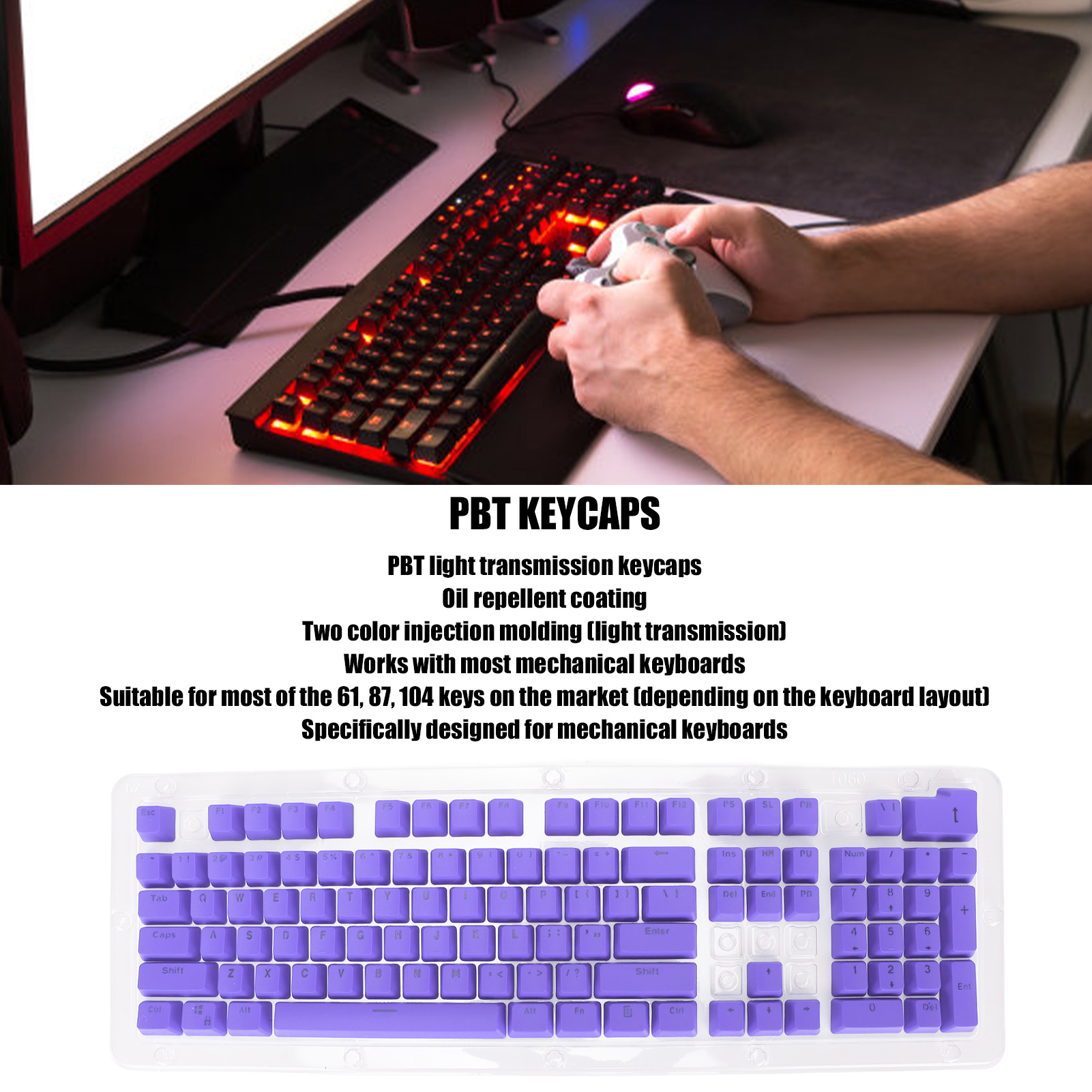 PBT Keycaps 106 Keys 2 Color Injection Molding OEM Height Light Transmission FY - Bild 32 von 40