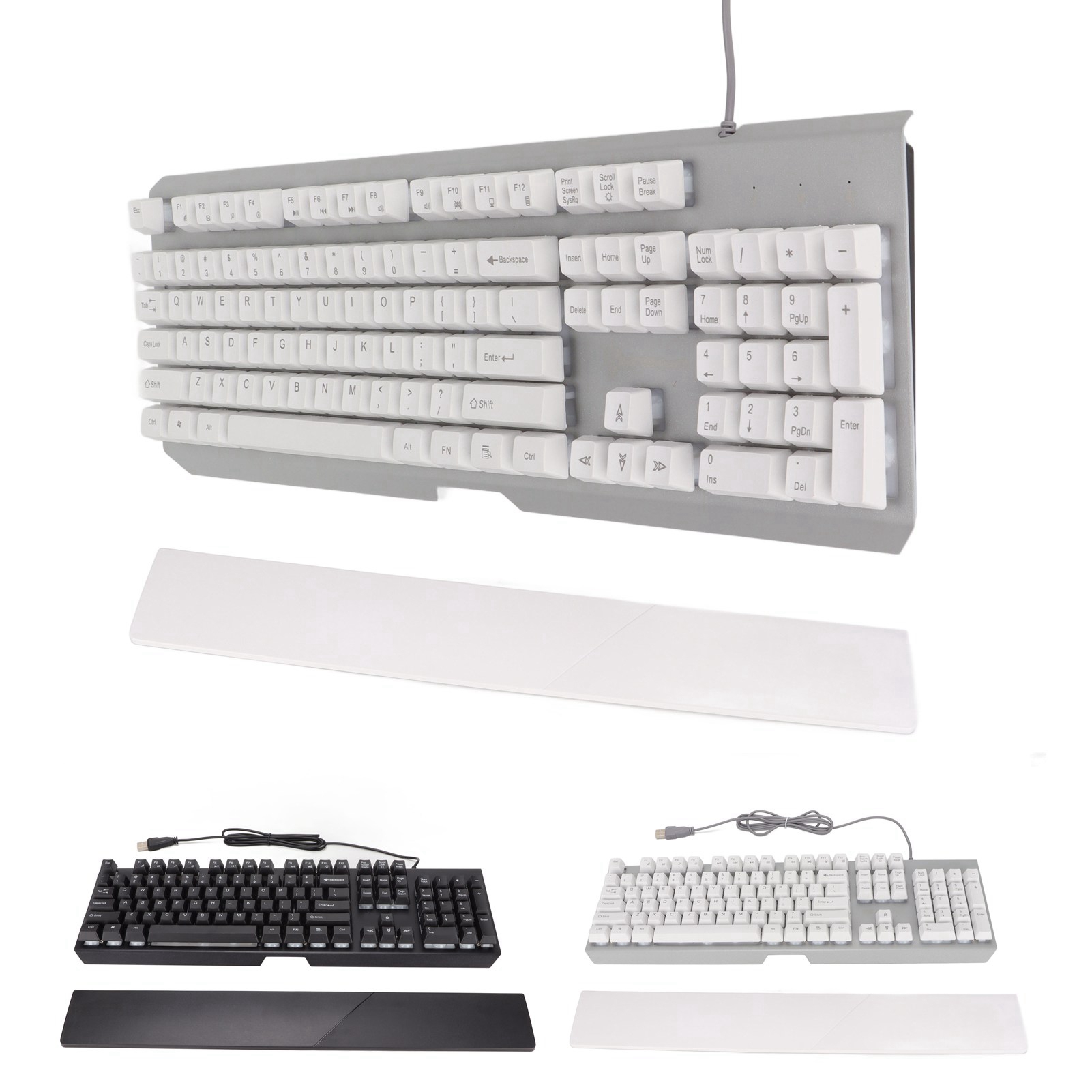 RGB Wired Keyboard With Wrist Rest 104 Keys Clear Characters Good Resilience DB - Photo 17/18