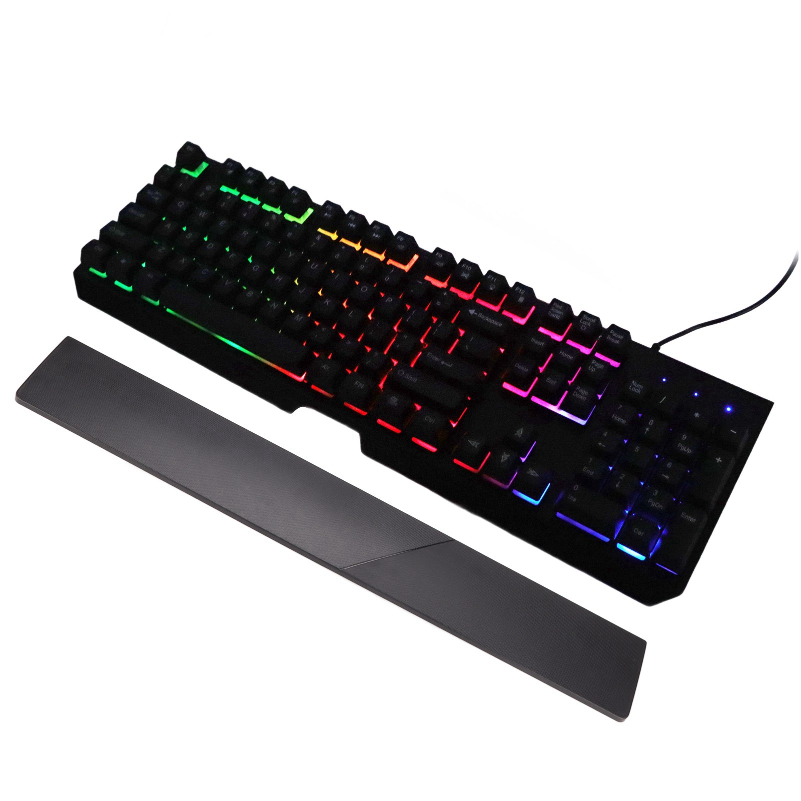 RGB Wired Keyboard With Wrist Rest 104 Keys Clear Characters Good Resilience DB - Photo 13/18