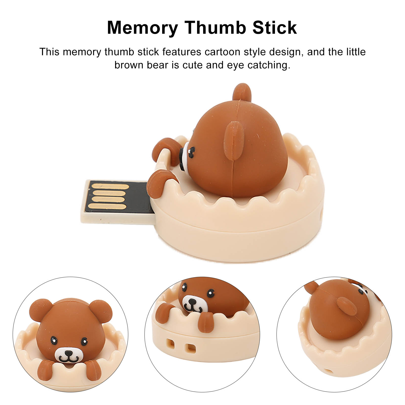 Cartoon USB Flash Drive Brown Bear Cartoon USB2.0 Support Hot Swap Shock Resi FY - Afbeelding 30 van 34