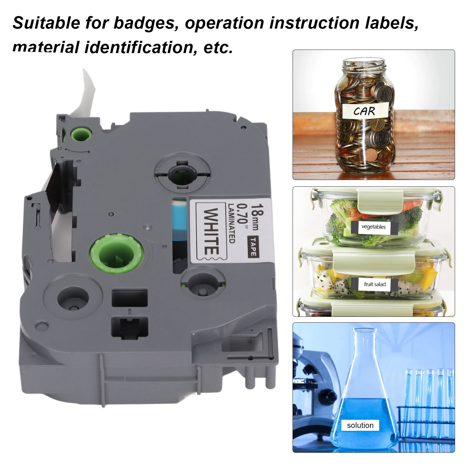 Label Maker Tape 18mm Width 8M Length Black On White Label Maker Refills For FY - Afbeelding 30 van 38