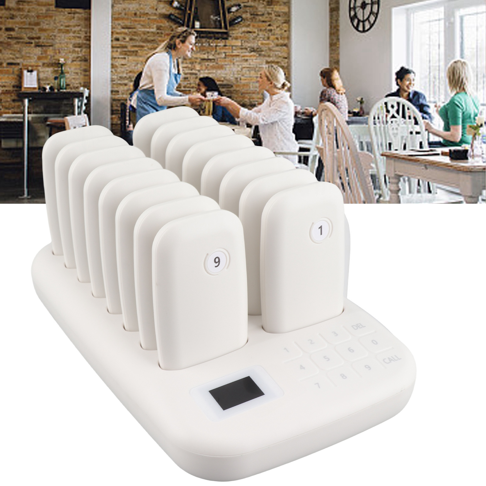Wireless Calling System 16 Pagers 546yd Transmission 2 Working Modes Touch AU - Zdjęcie 18 z 18