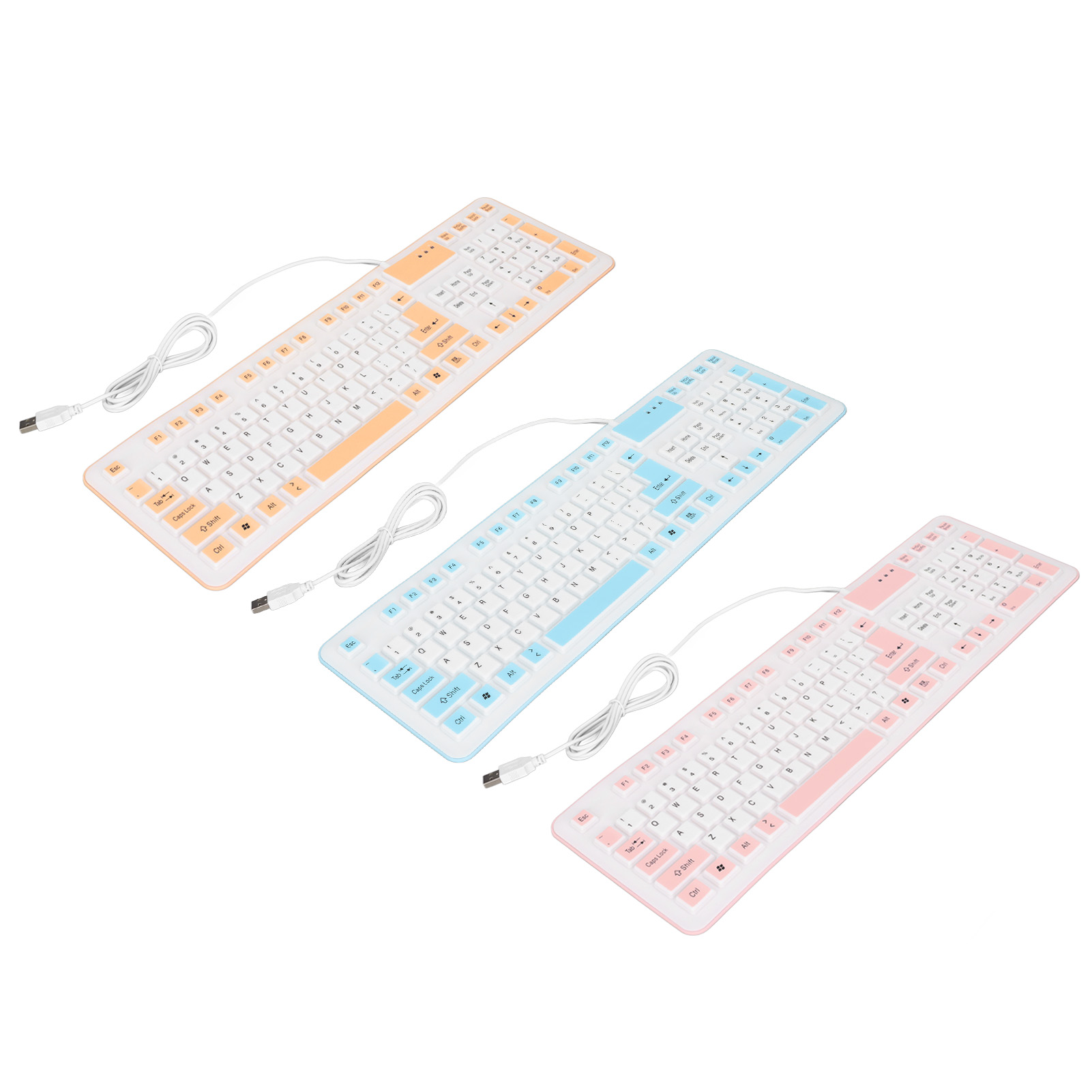Foldable Silicone Keyboard 106 Keys Waterproof Dustproof Foldable USB Wired S DB - Afbeelding 19 van 21
